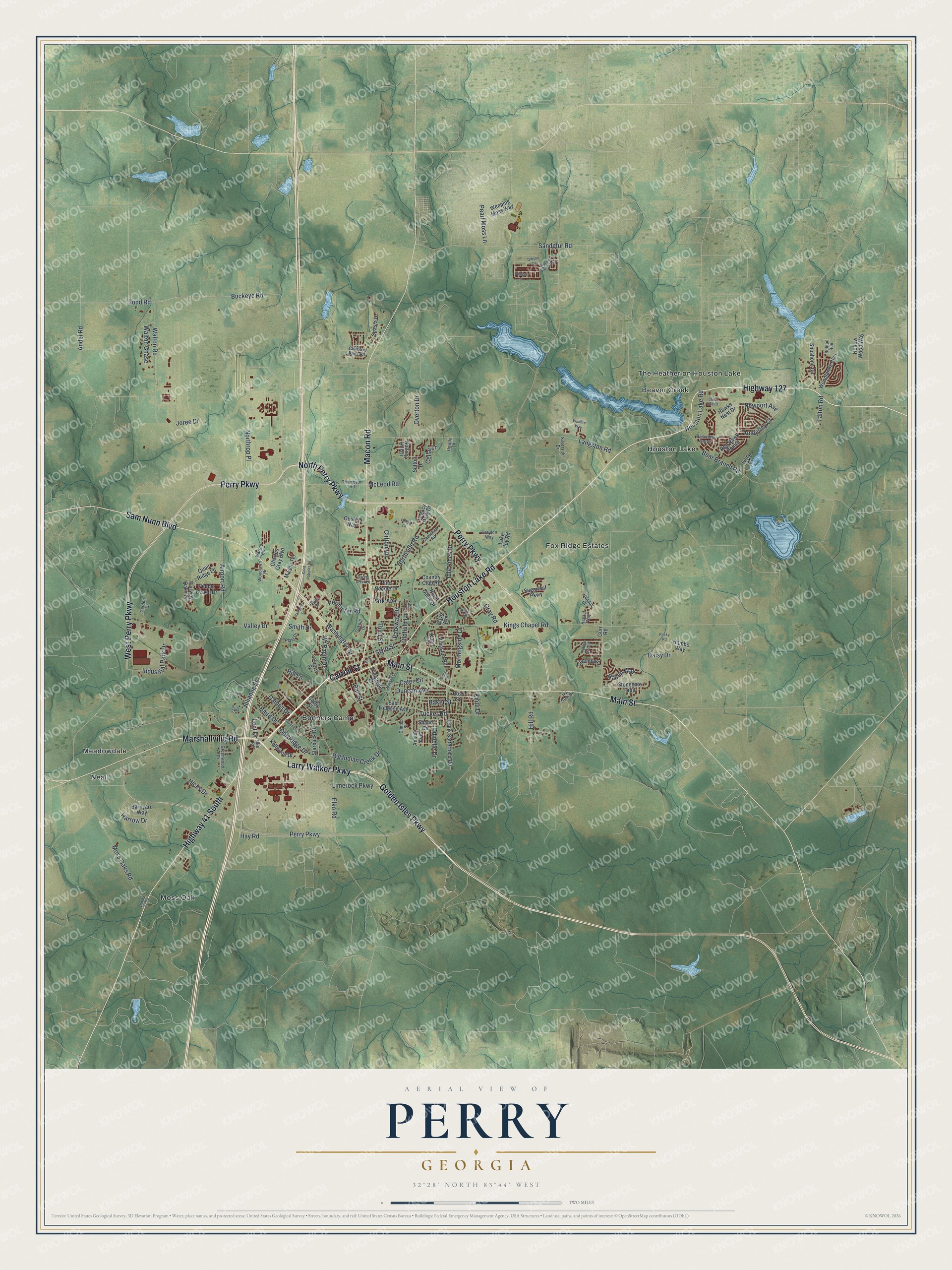Watermarked full-map preview of Perry, Georgia