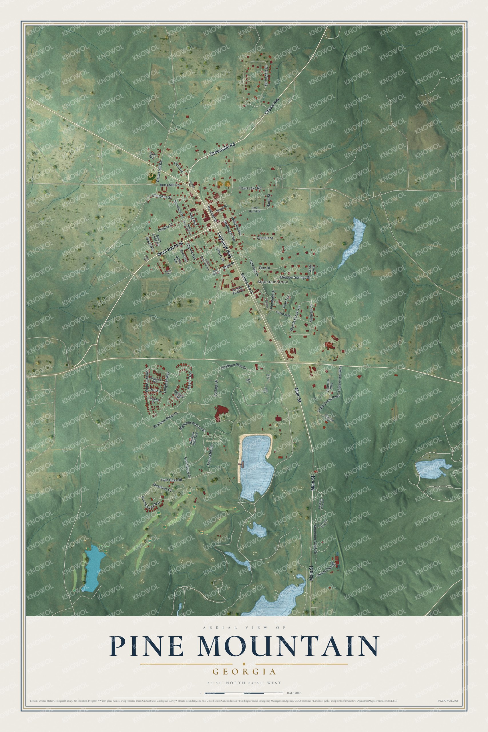 Watermarked full-map preview of Pine Mountain, Georgia