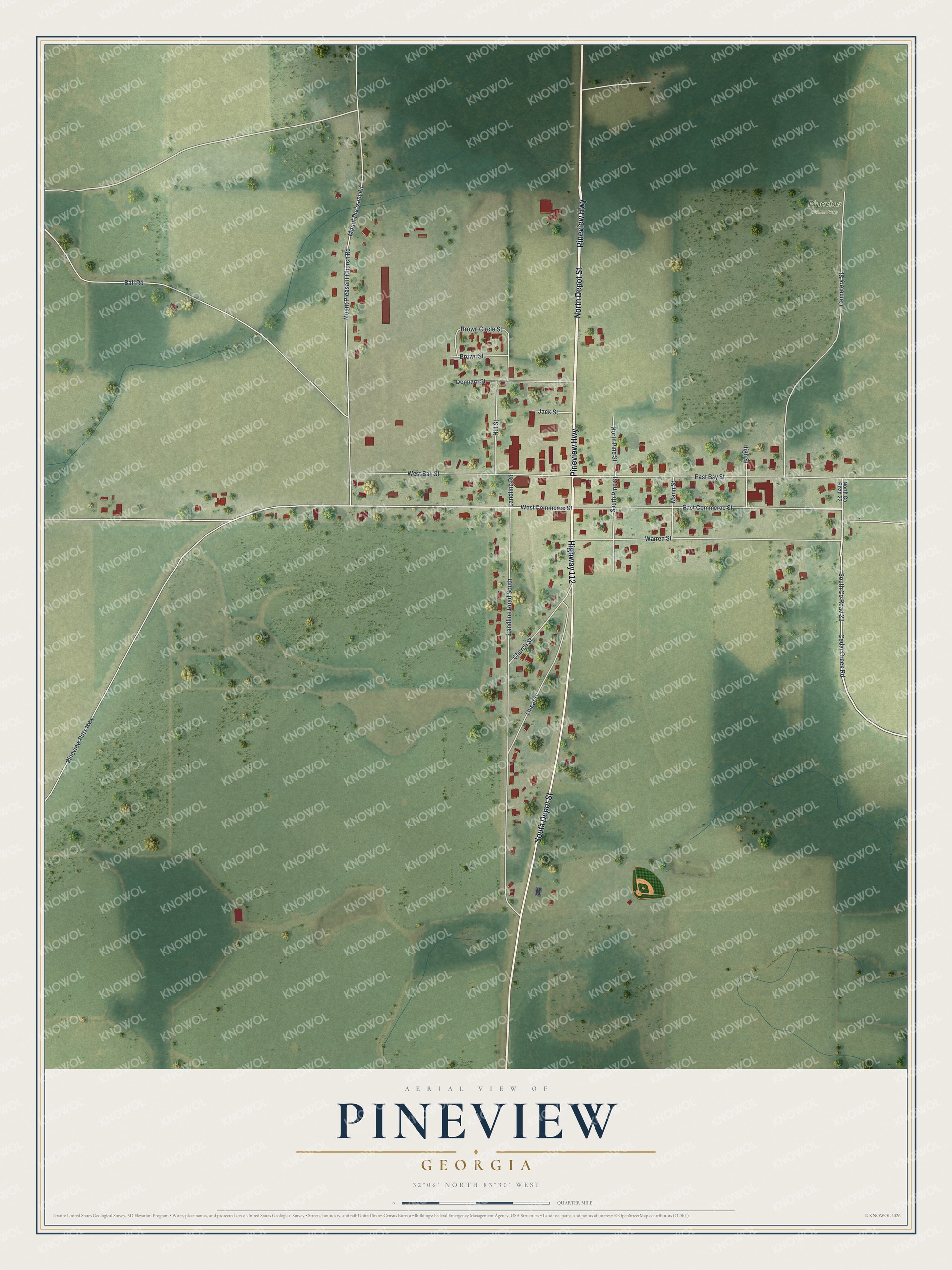 Watermarked full-map preview of Pineview, Georgia