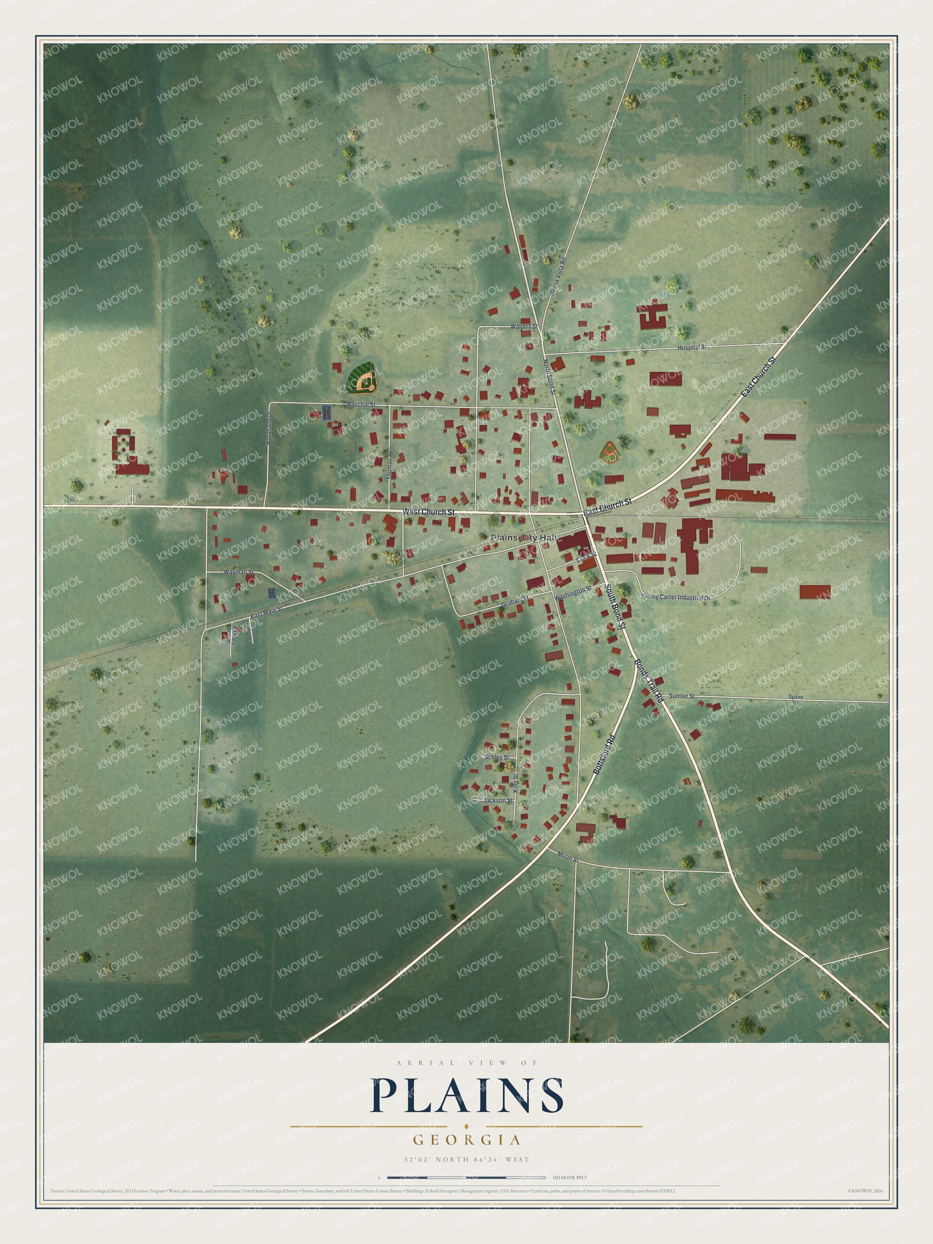 Watermarked full-map preview of Plains, Georgia
