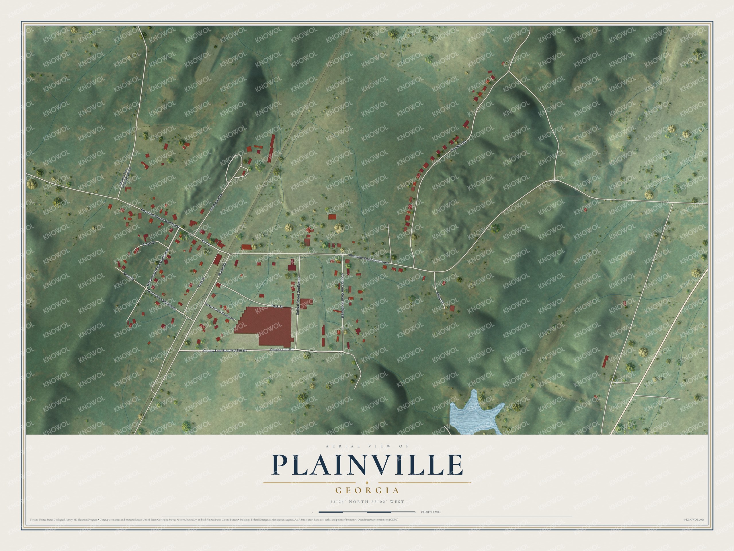 Watermarked full-map preview of Plainville, Georgia