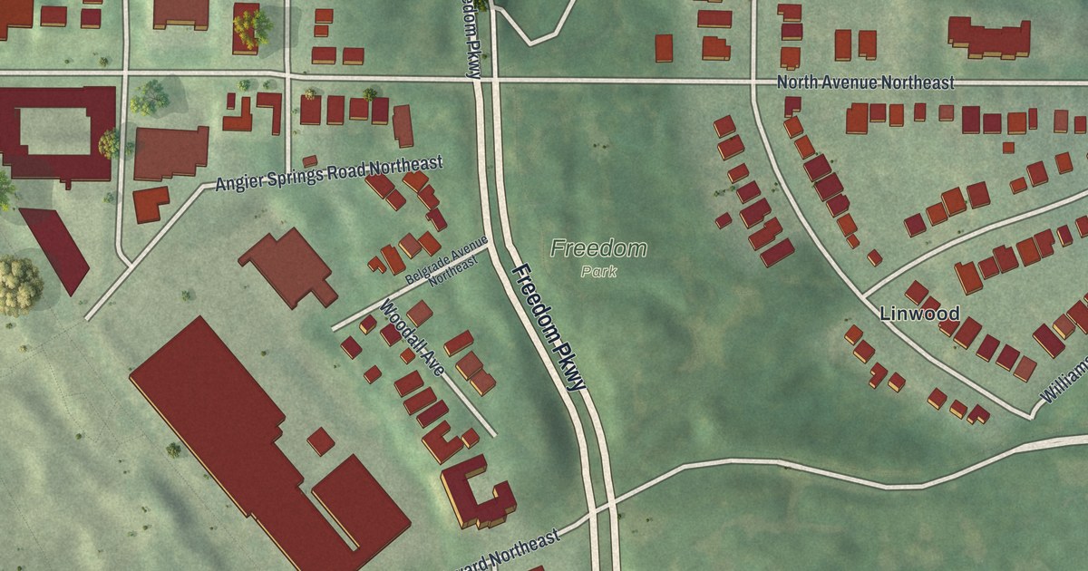 Map of Poncey-Highland, Georgia