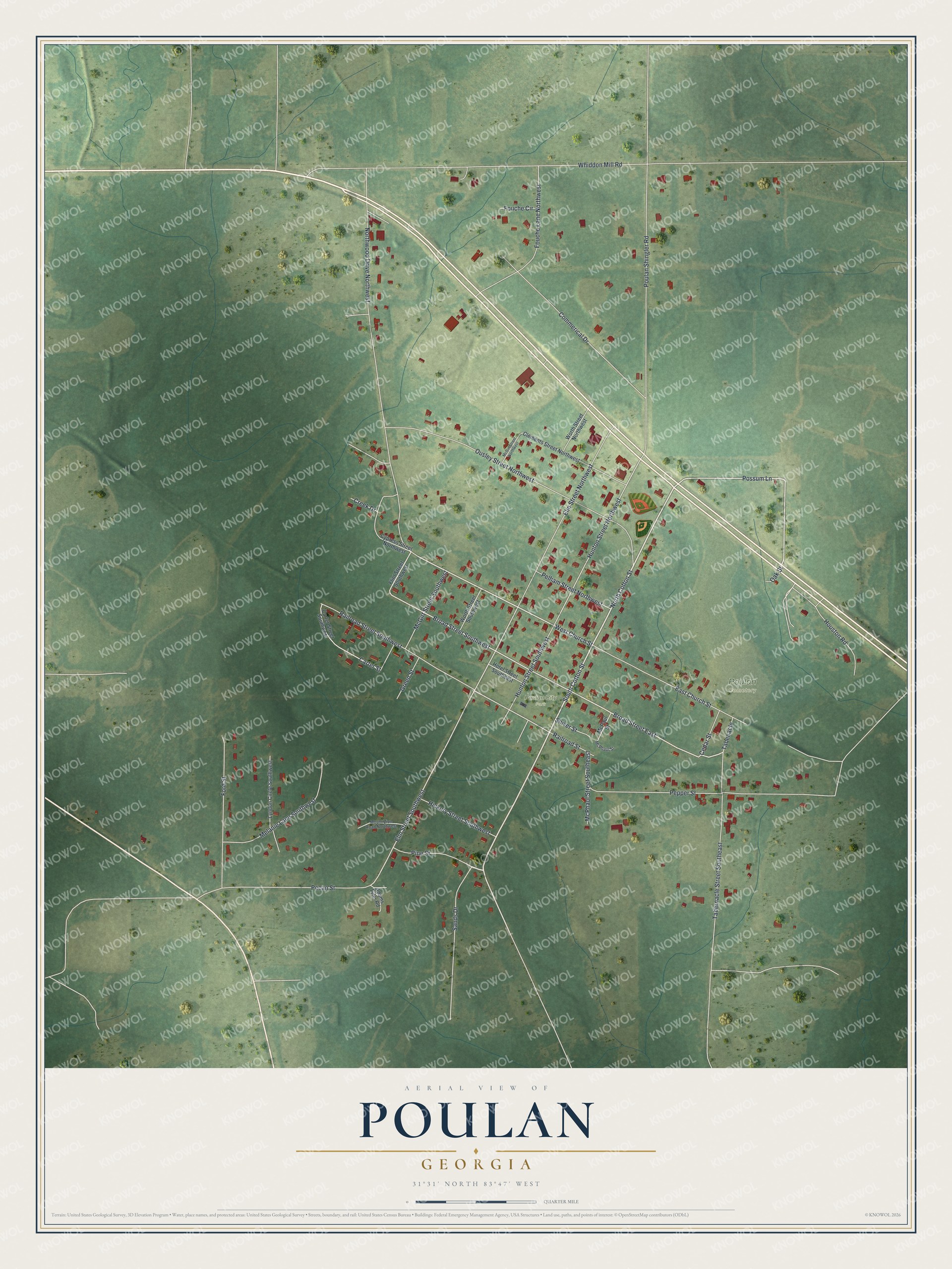 Watermarked full-map preview of Poulan, Georgia