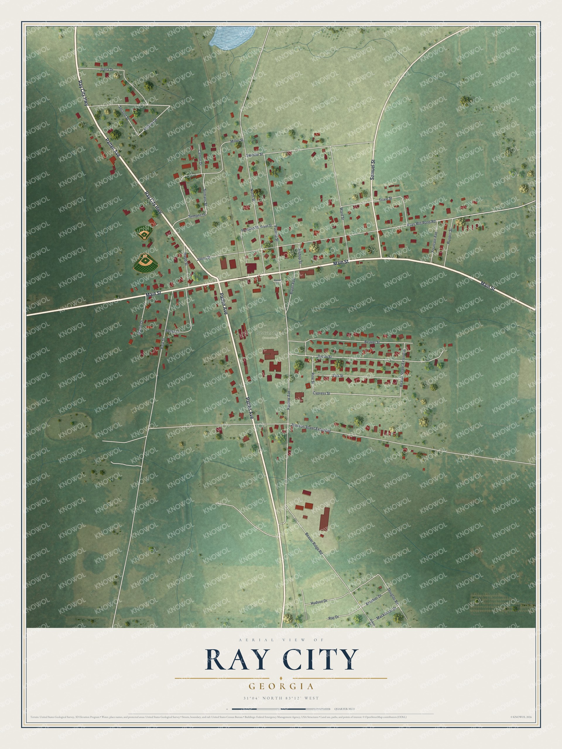 Watermarked full-map preview of Ray City, Georgia