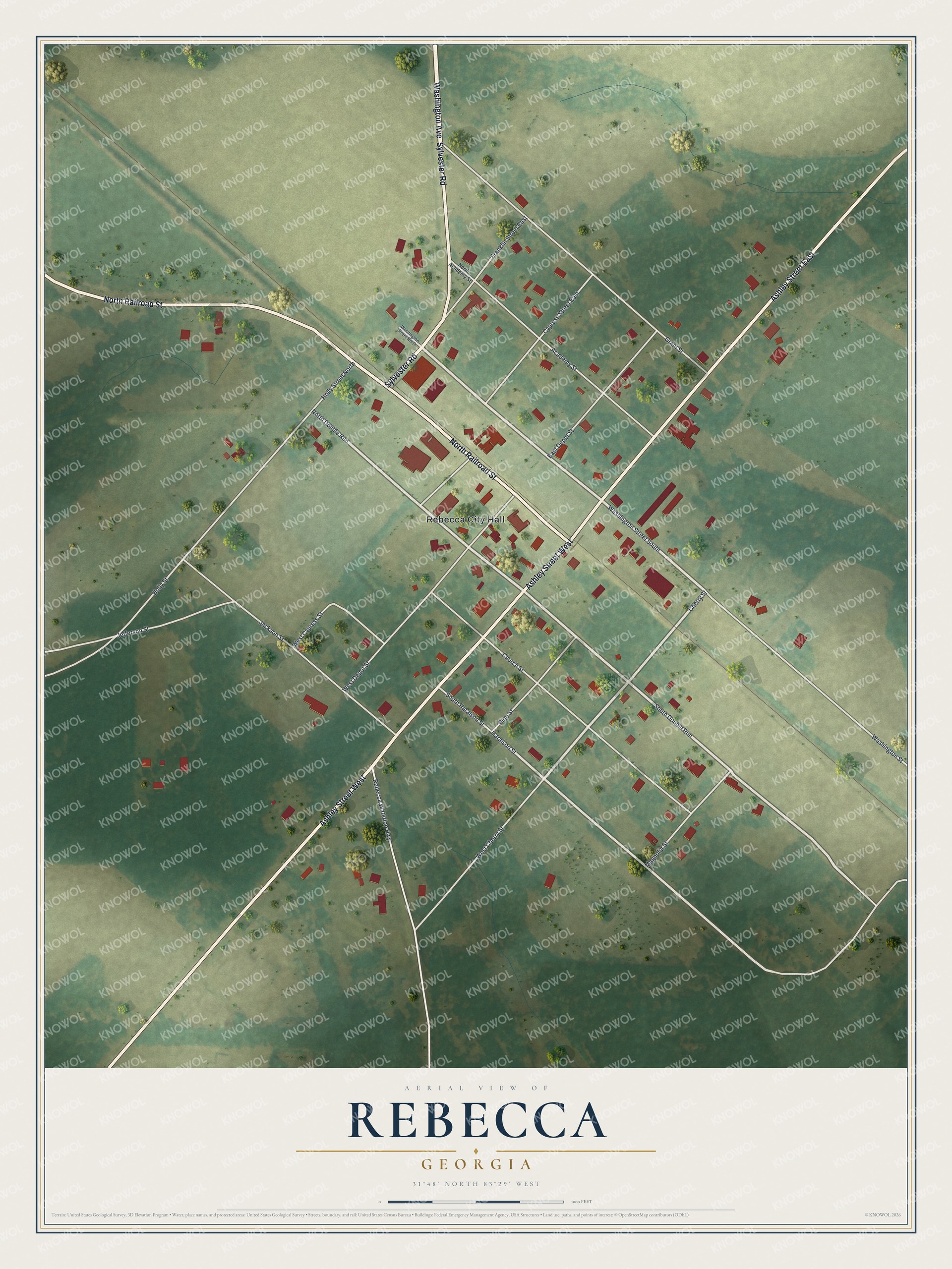 Watermarked full-map preview of Rebecca, Georgia