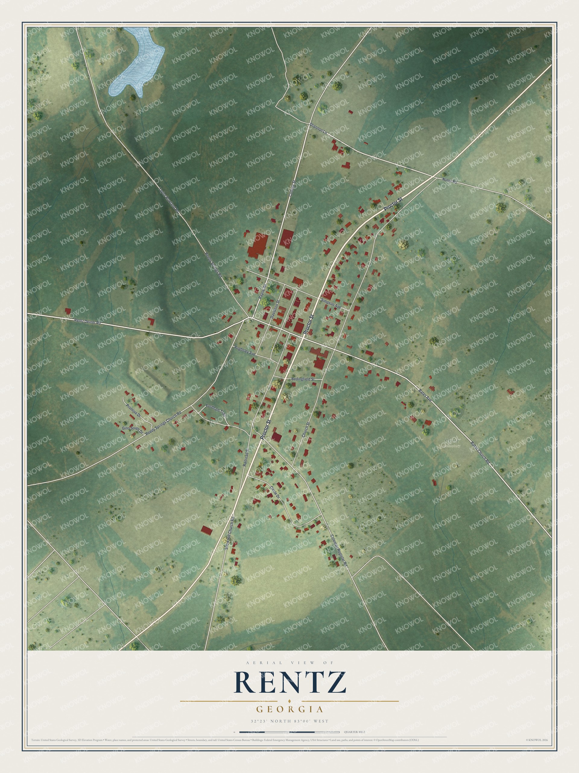 Watermarked full-map preview of Rentz, Georgia