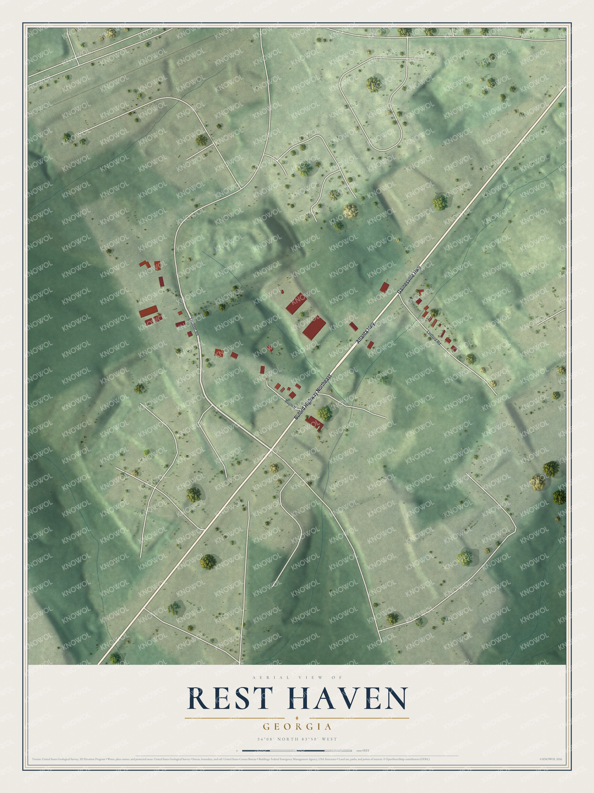 Watermarked full-map preview of Rest Haven, Georgia