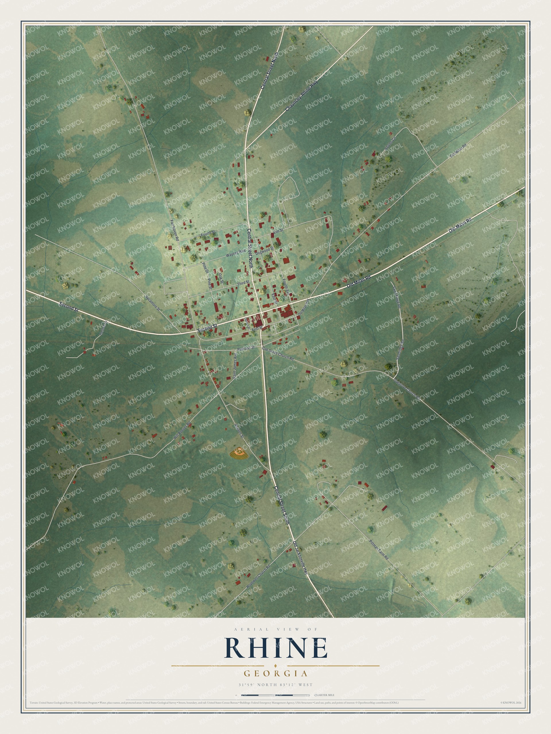 Watermarked full-map preview of Rhine, Georgia