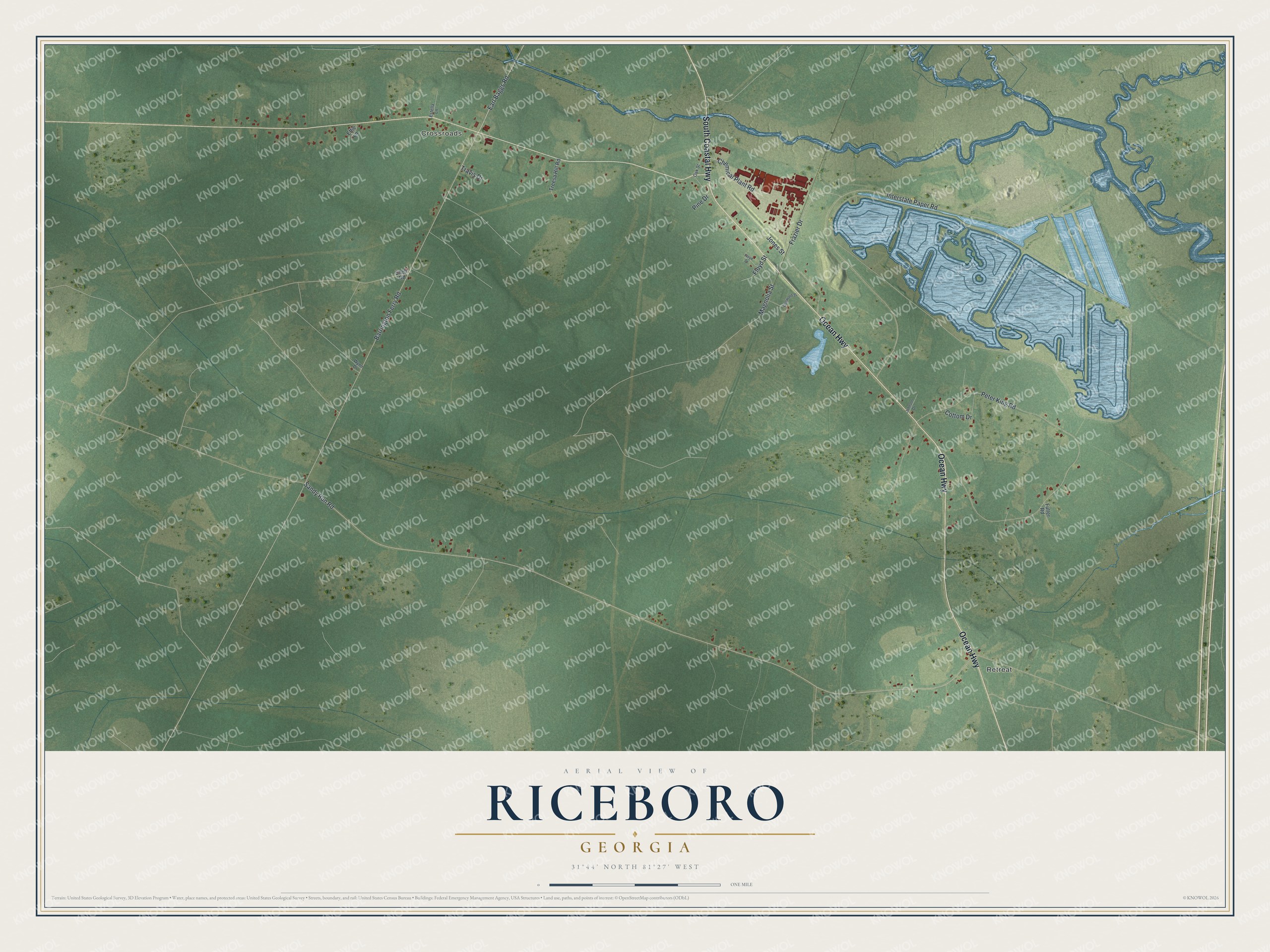 Watermarked full-map preview of Riceboro, Georgia