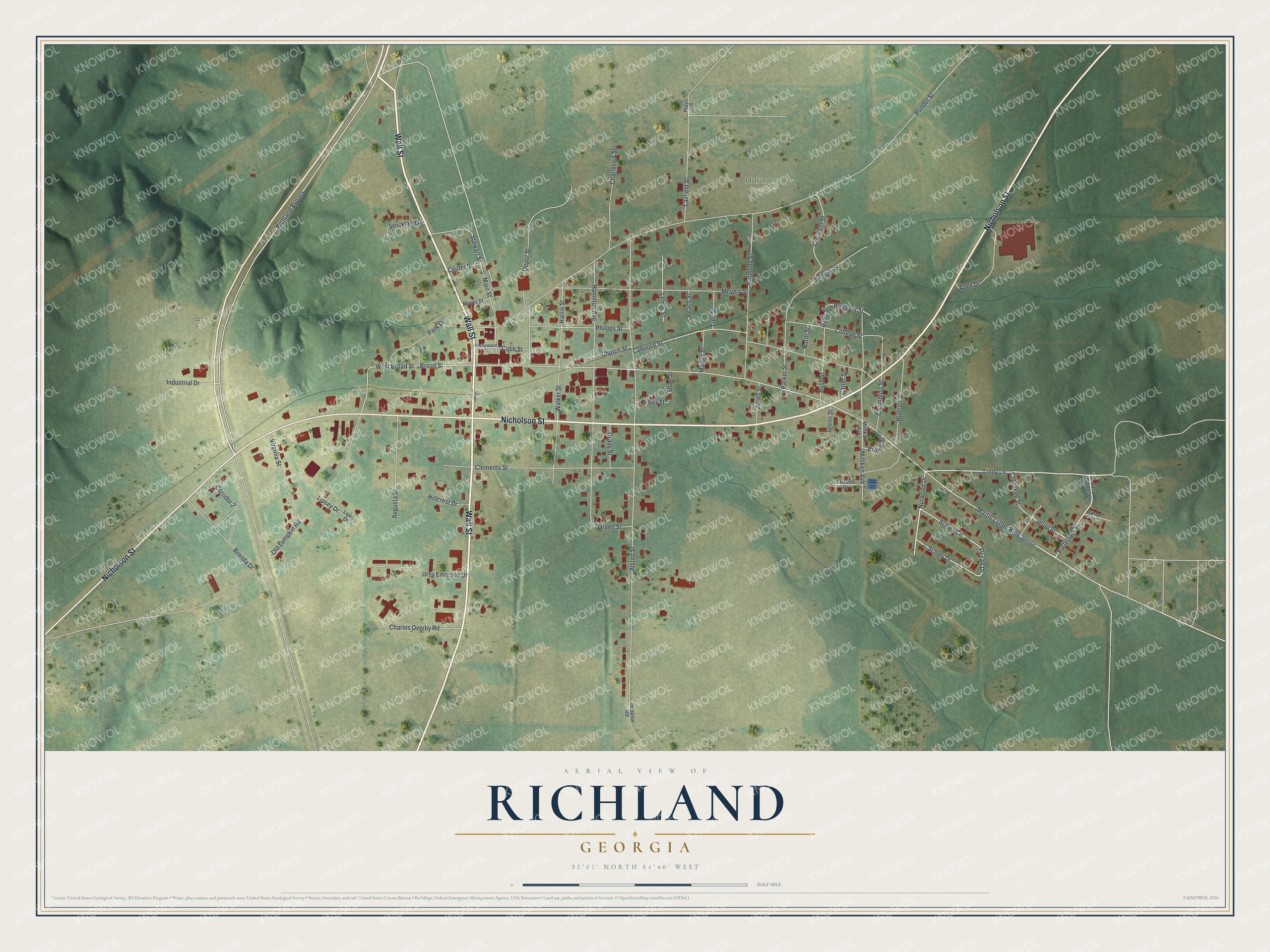 Watermarked full-map preview of Richland, Georgia