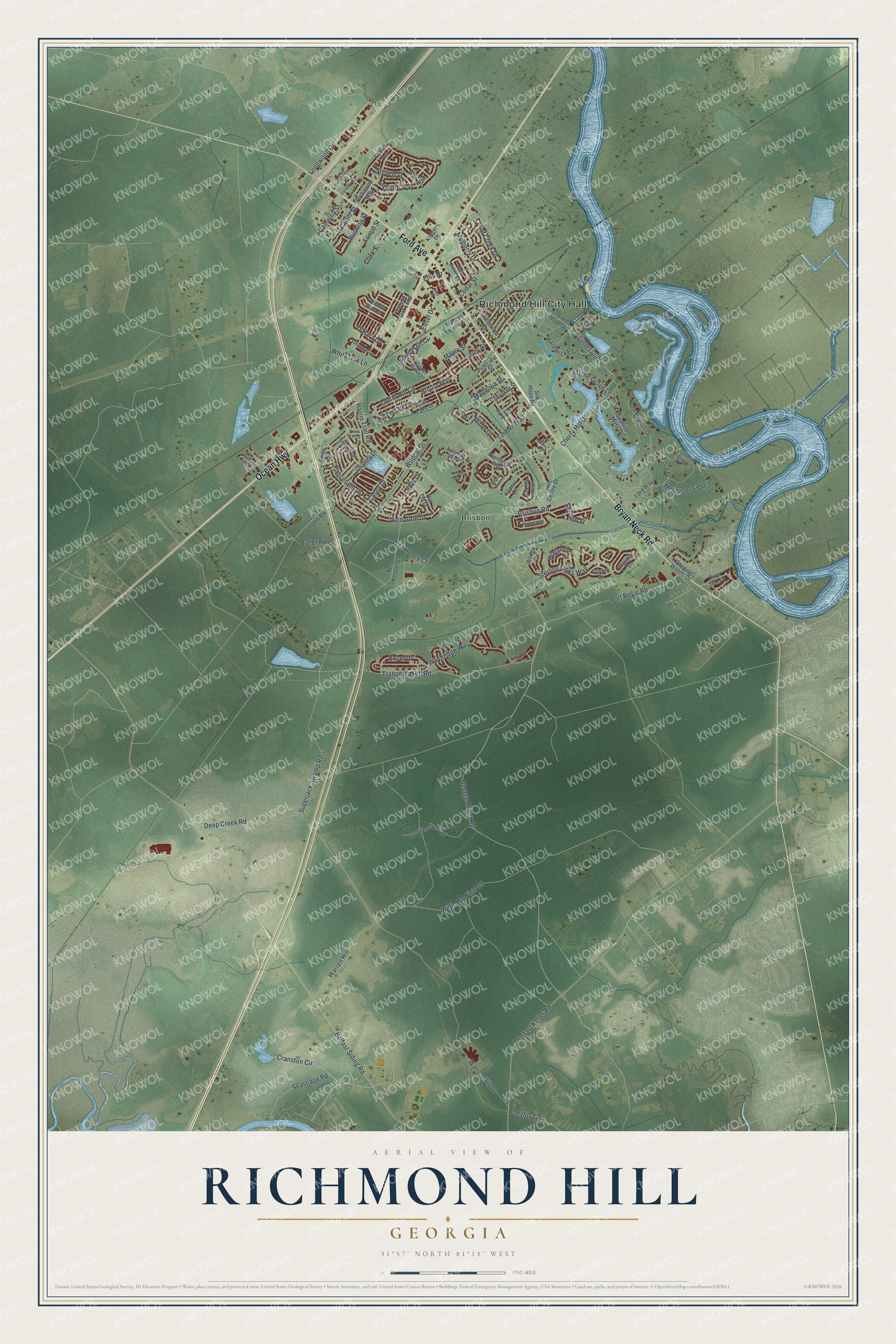 Watermarked full-map preview of Richmond Hill, Georgia