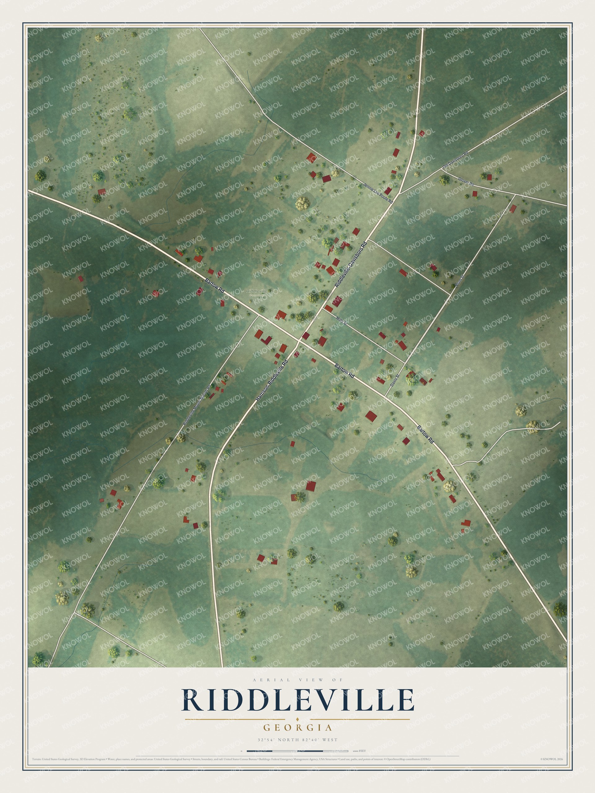 Watermarked full-map preview of Riddleville, Georgia