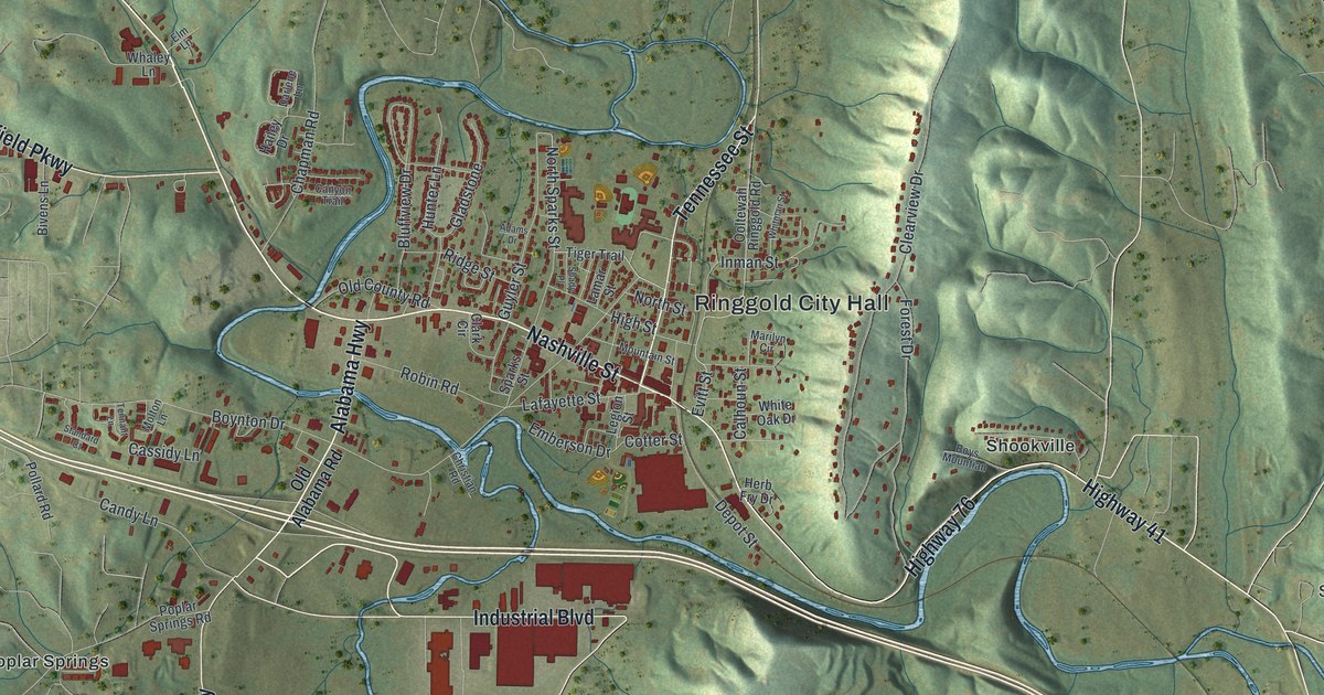 Map of Ringgold, Georgia