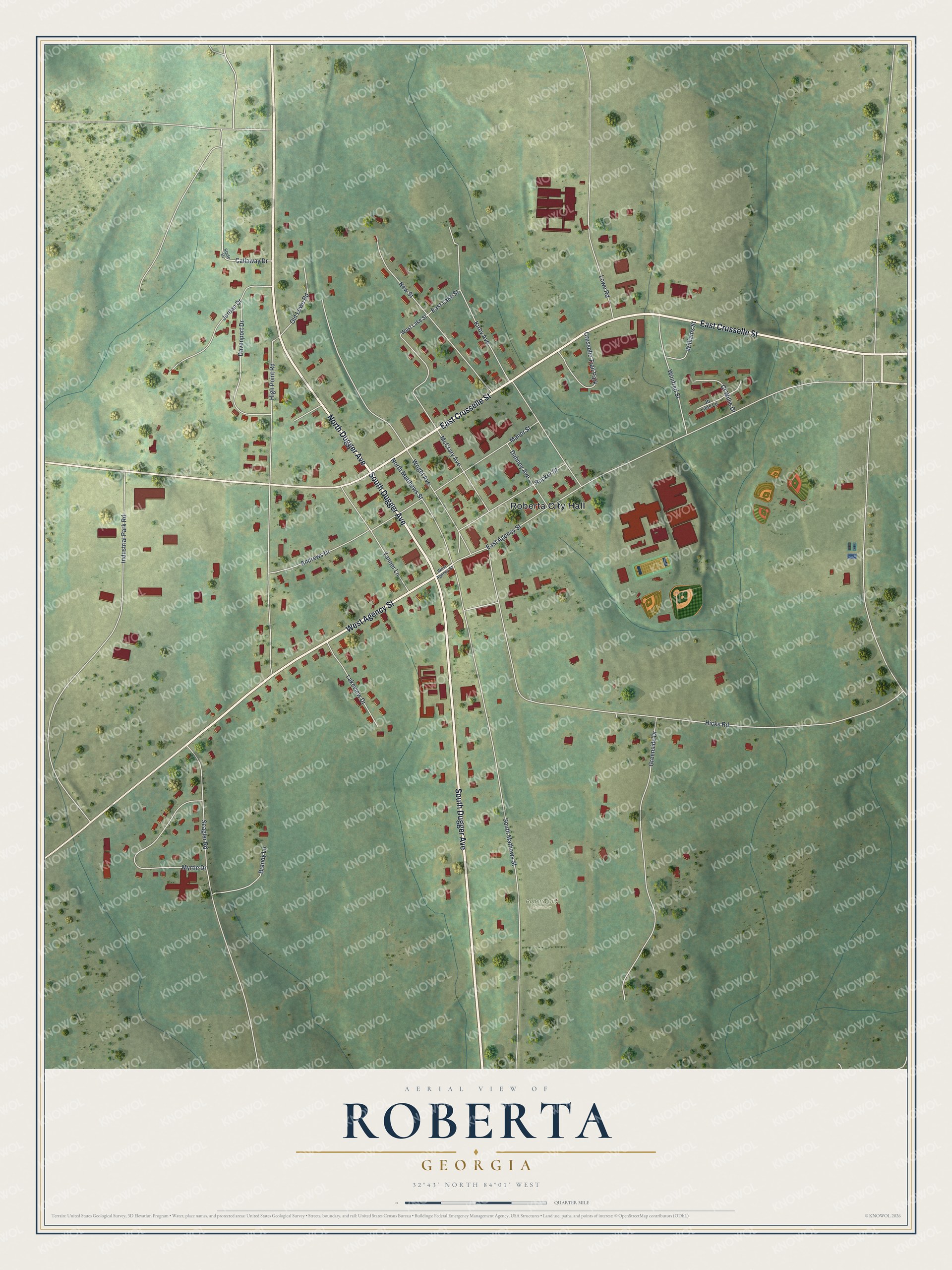 Watermarked full-map preview of Roberta, Georgia