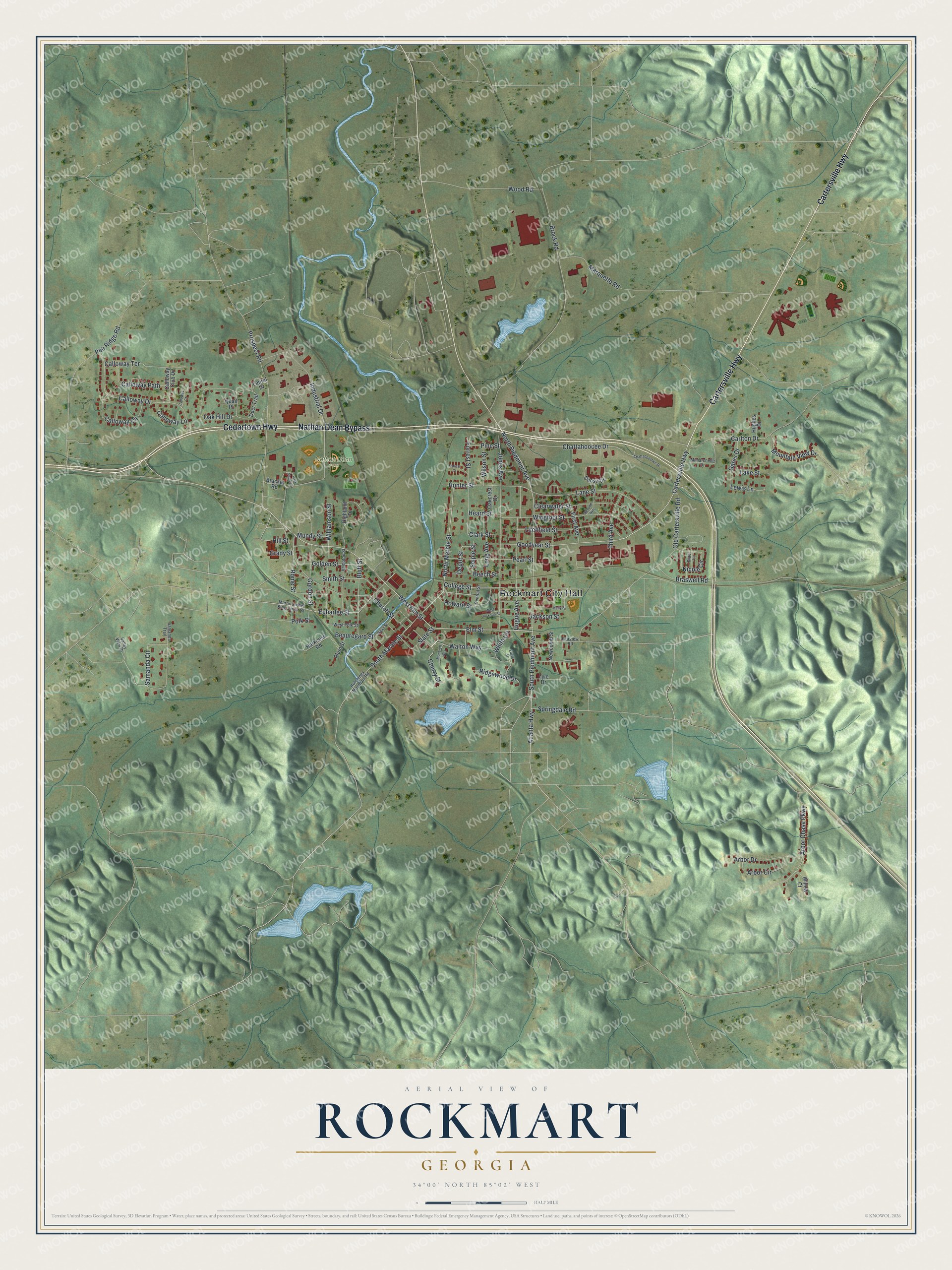 Watermarked full-map preview of Rockmart, Georgia