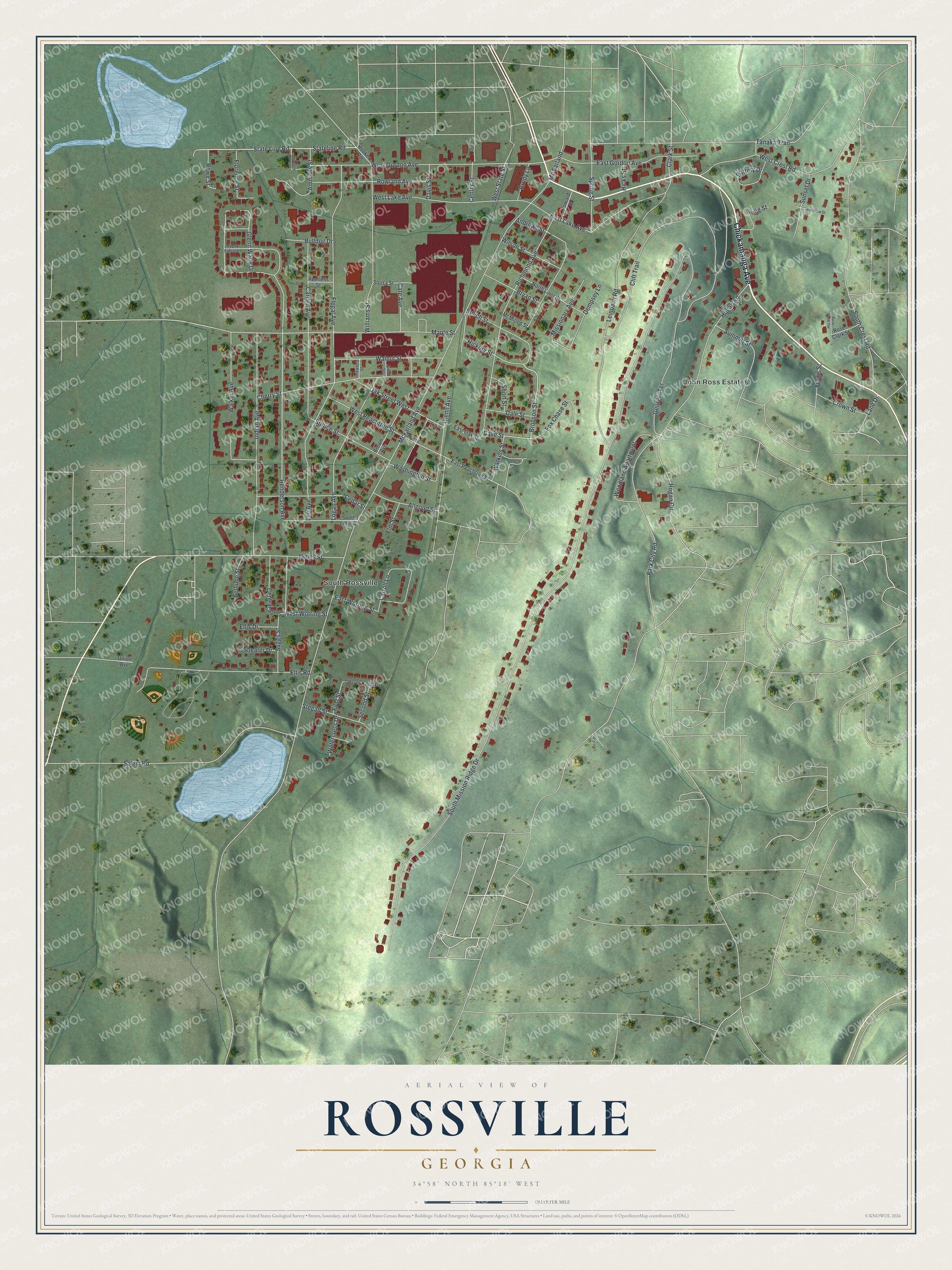 Watermarked full-map preview of Rossville, Georgia