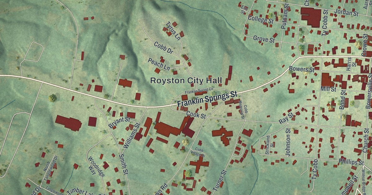 Map of Royston, Georgia