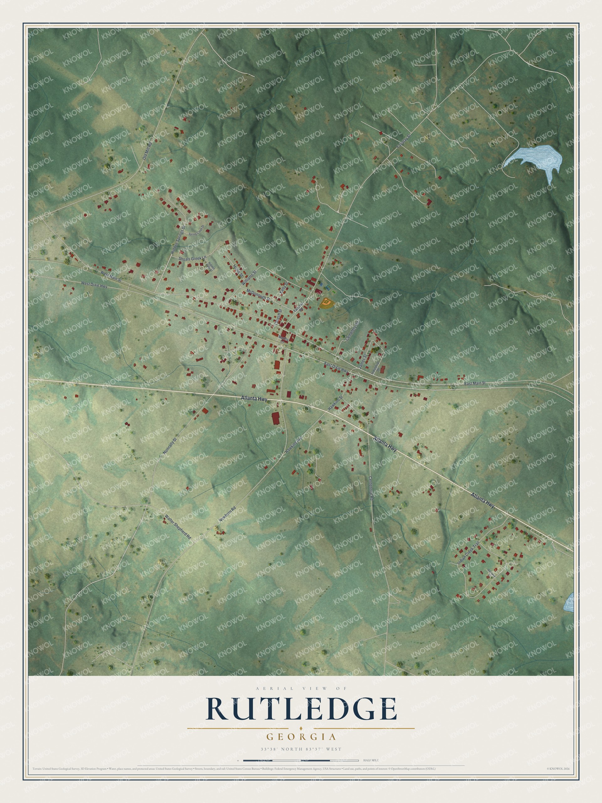 Watermarked full-map preview of Rutledge, Georgia