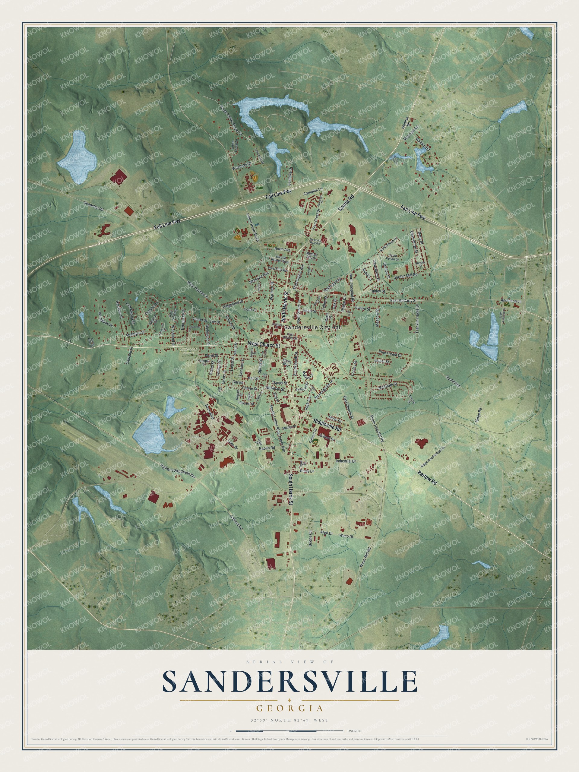 Watermarked full-map preview of Sandersville, Georgia