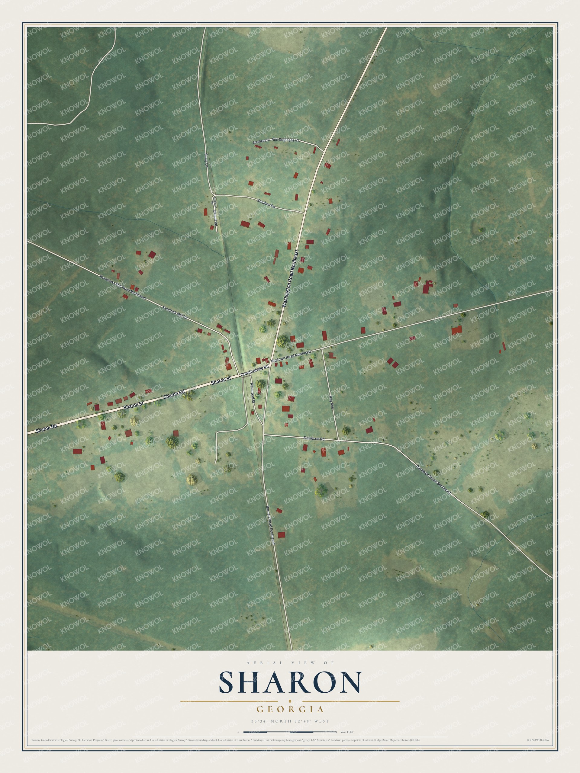 Watermarked full-map preview of Sharon, Georgia