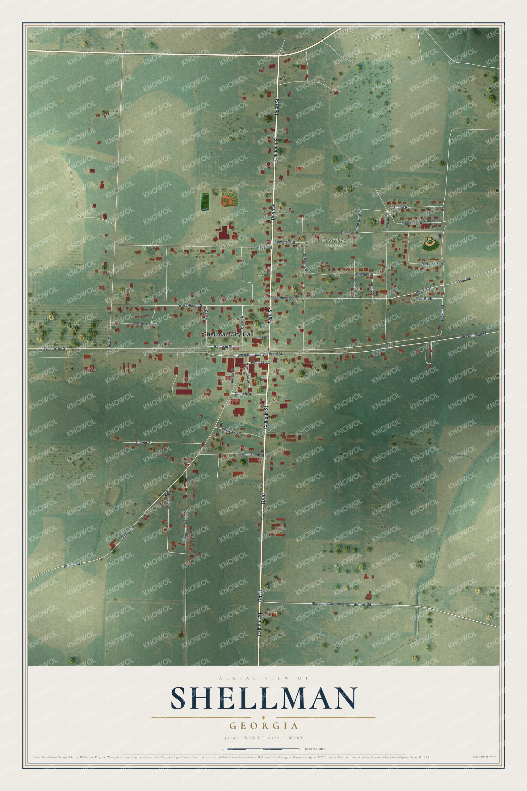 Watermarked full-map preview of Shellman, Georgia