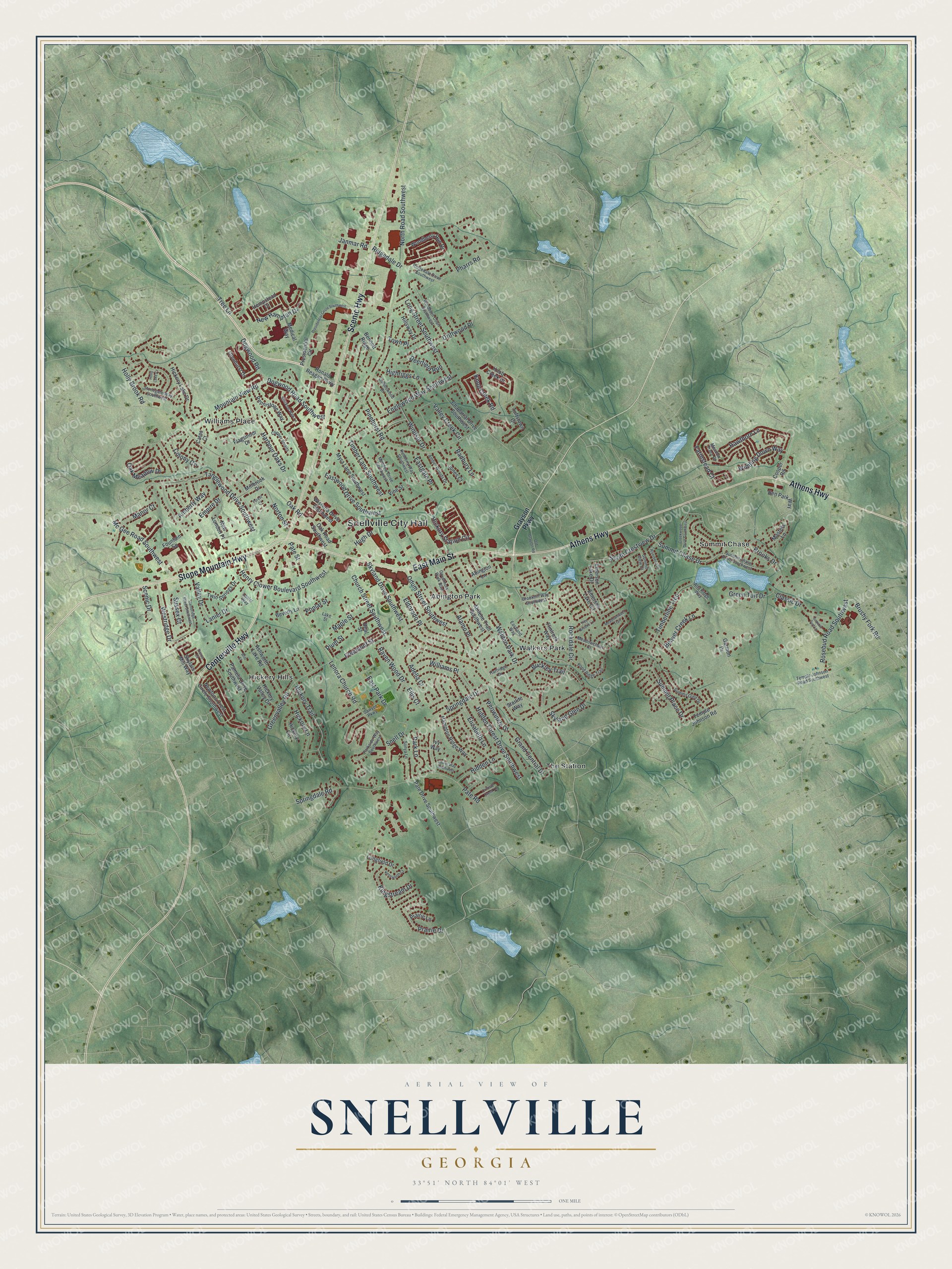 Watermarked full-map preview of Snellville, Georgia