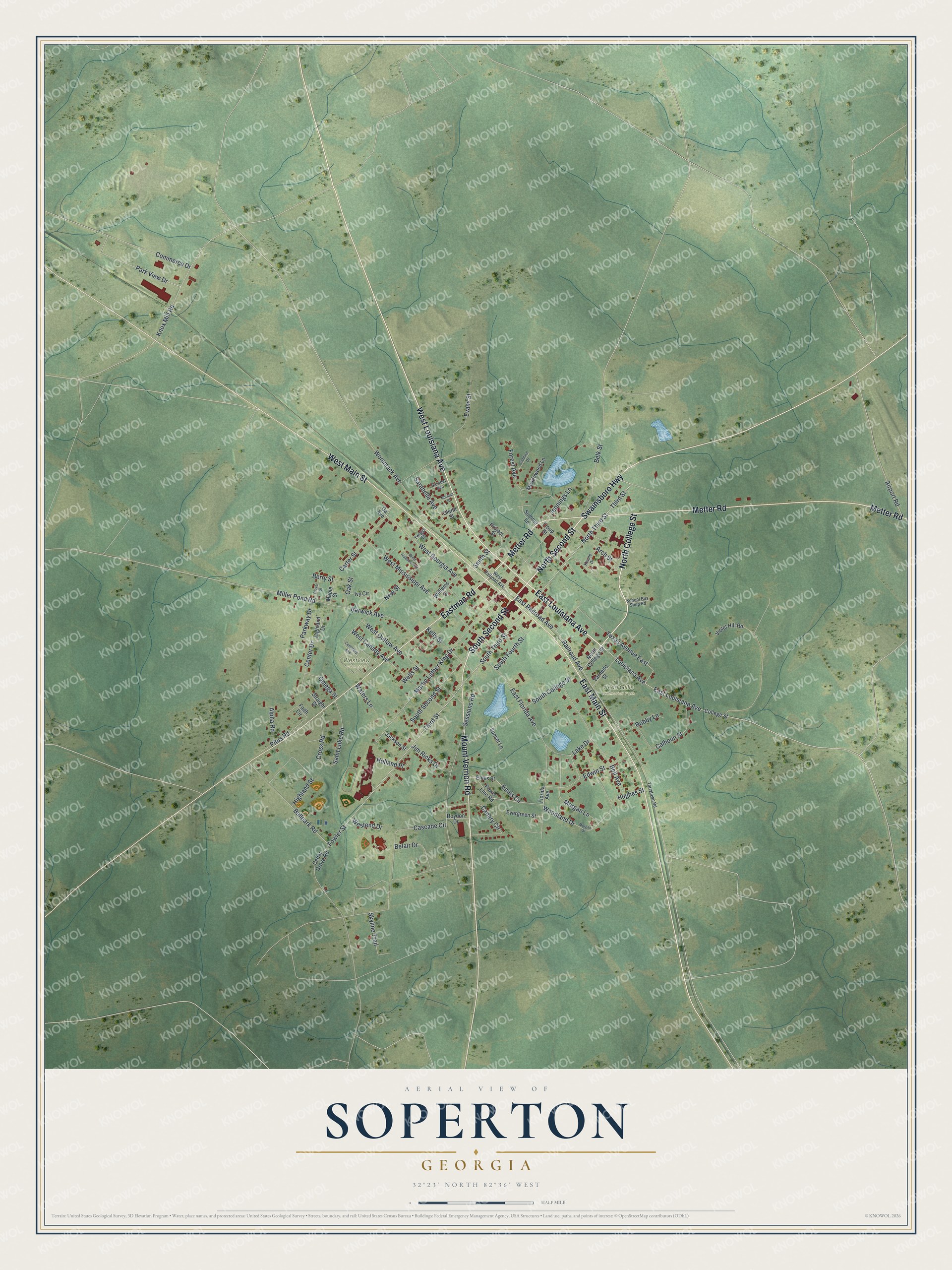 Watermarked full-map preview of Soperton, Georgia