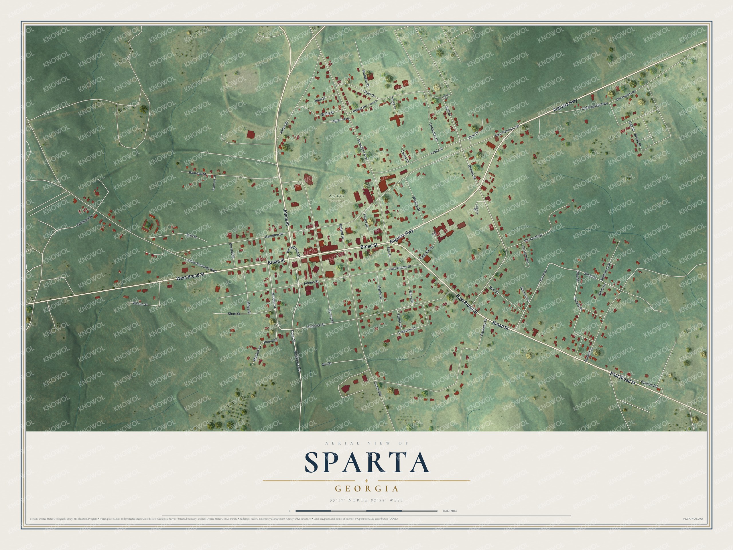 Watermarked full-map preview of Sparta, Georgia