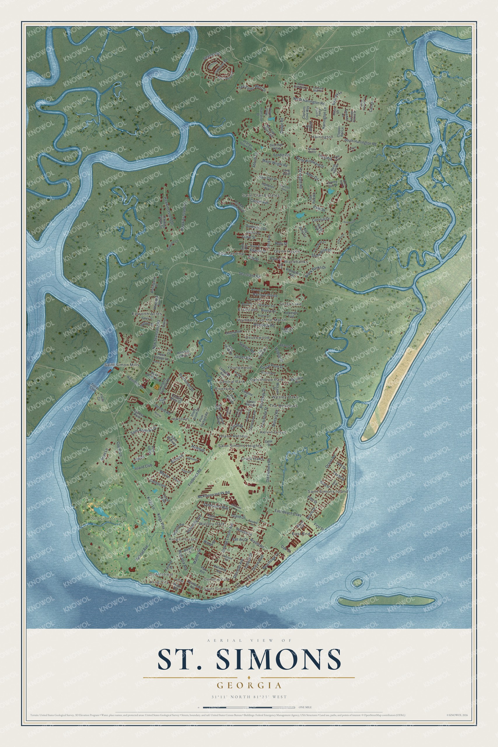 Watermarked full-map preview of St. Simons, Georgia