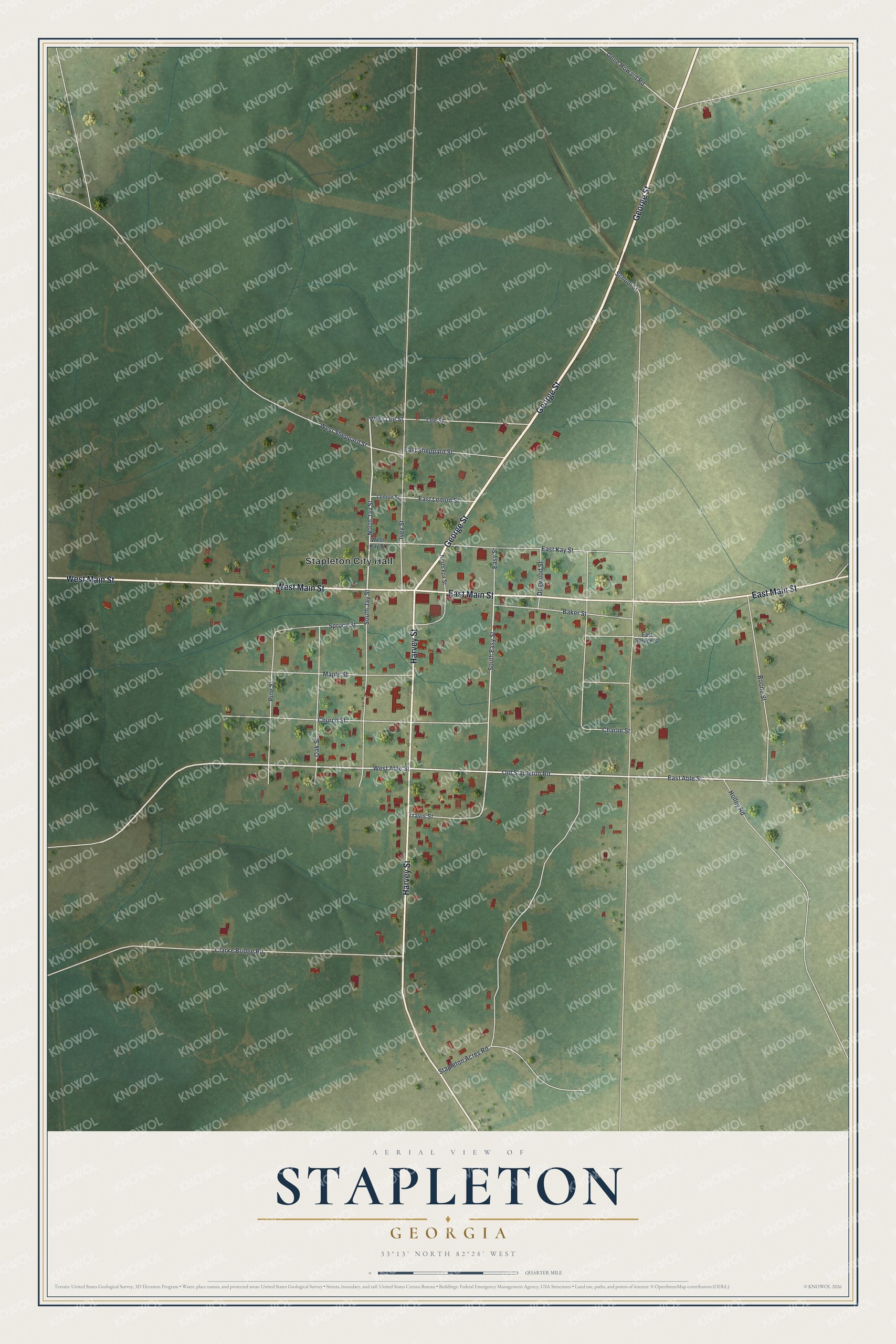 Watermarked full-map preview of Stapleton, Georgia