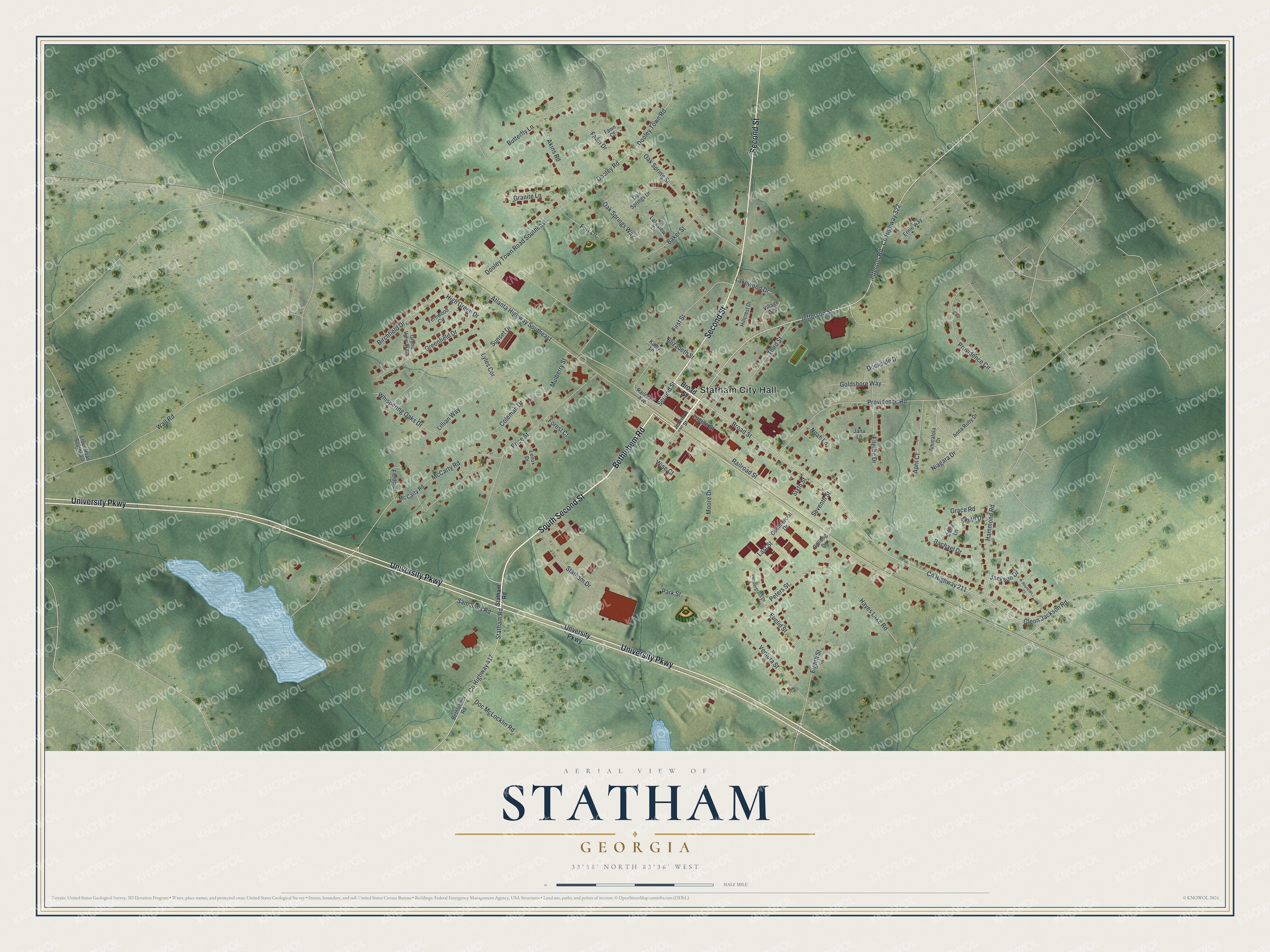 Watermarked full-map preview of Statham, Georgia