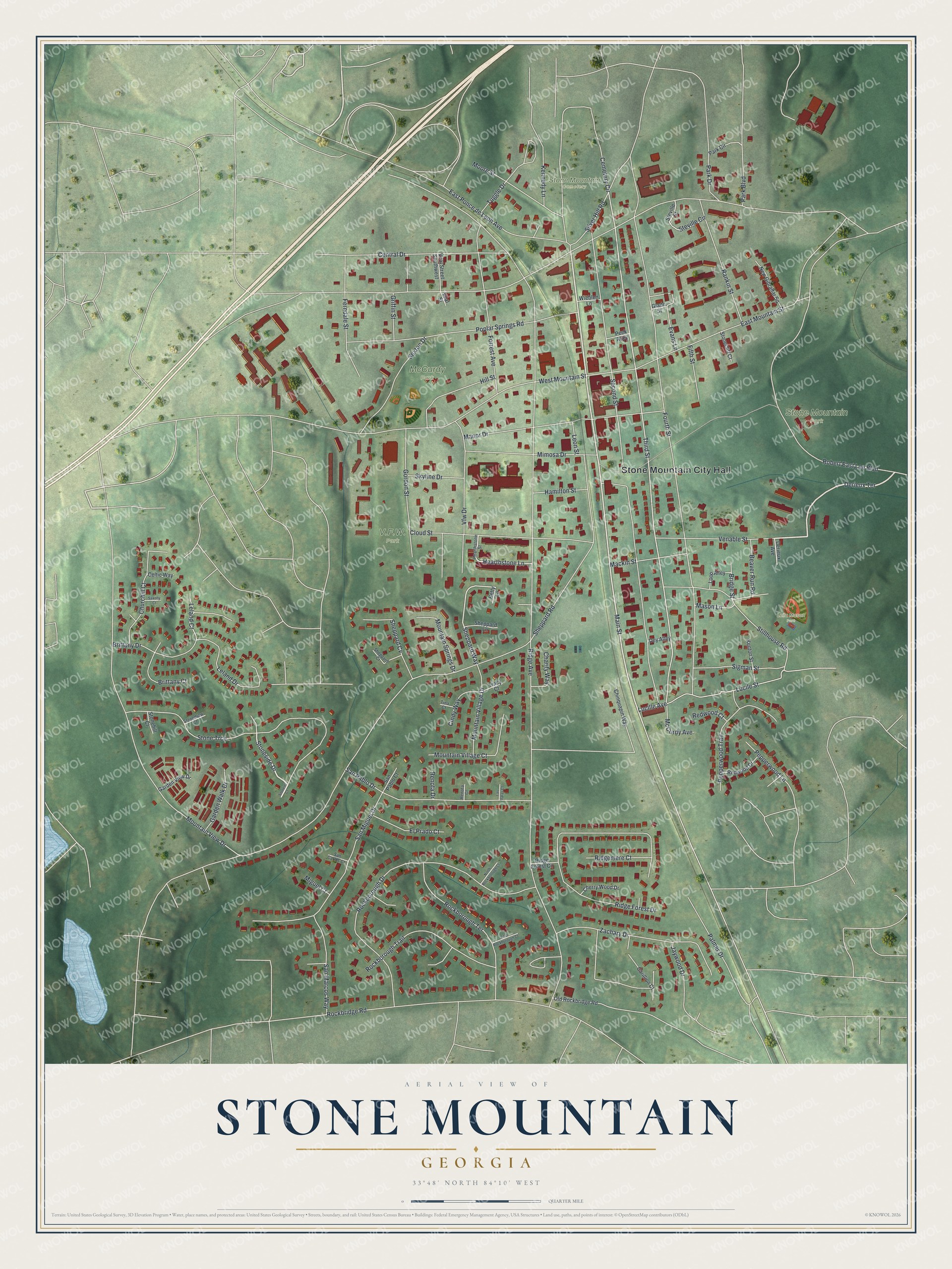 Watermarked full-map preview of Stone Mountain, Georgia