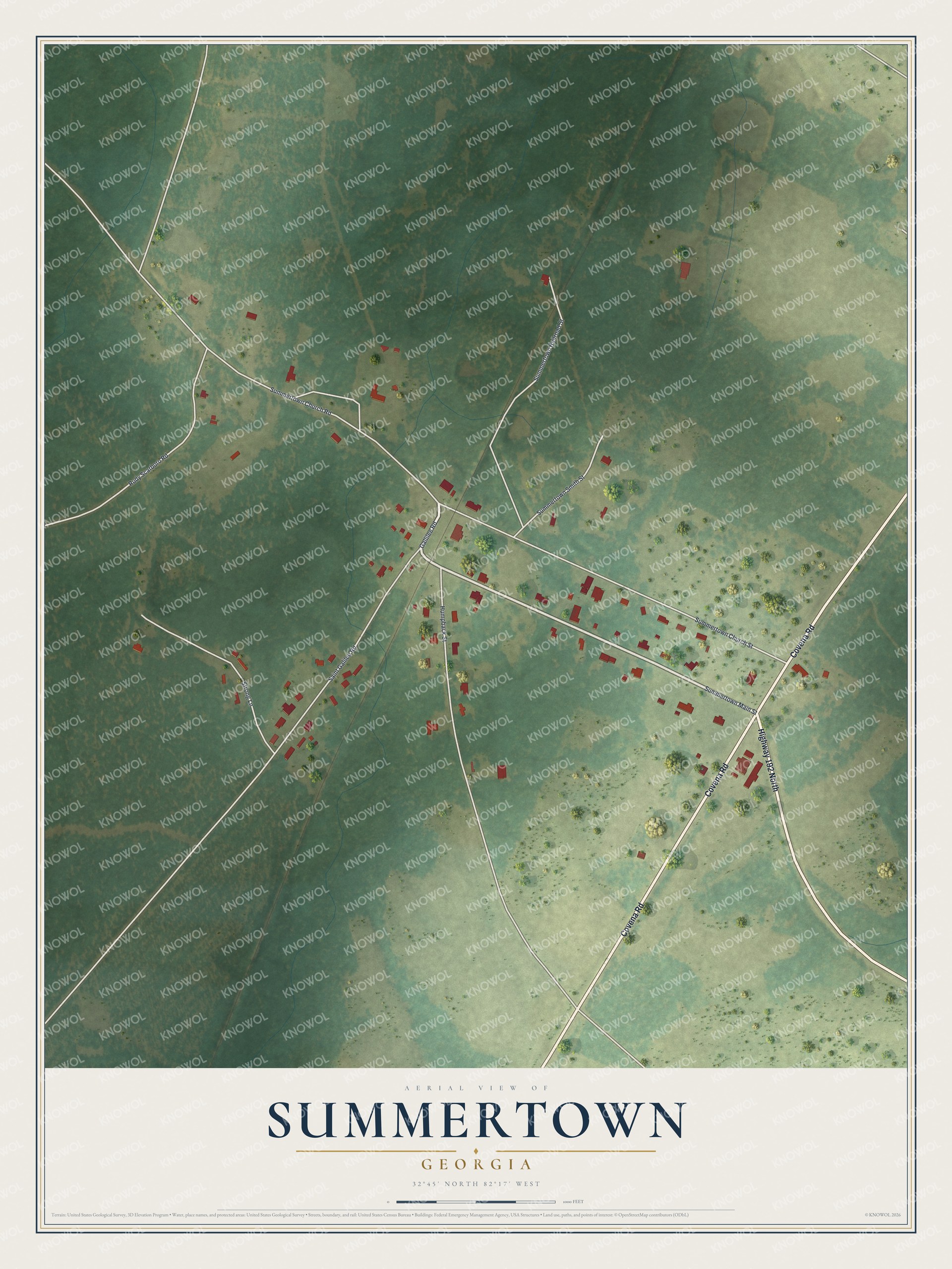 Watermarked full-map preview of Summertown, Georgia