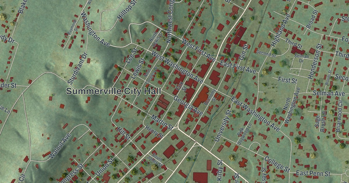Map of Summerville, Georgia