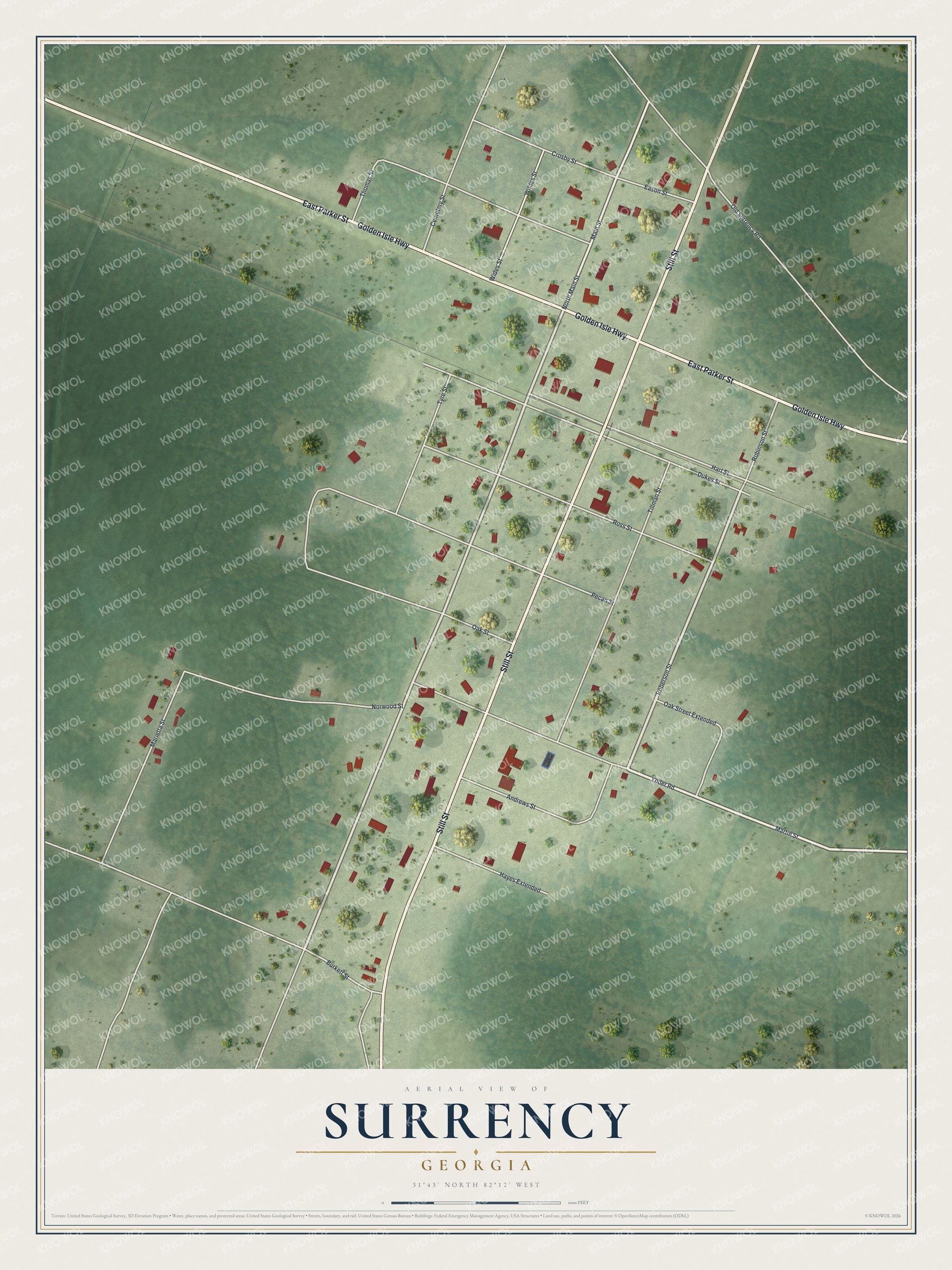 Watermarked full-map preview of Surrency, Georgia