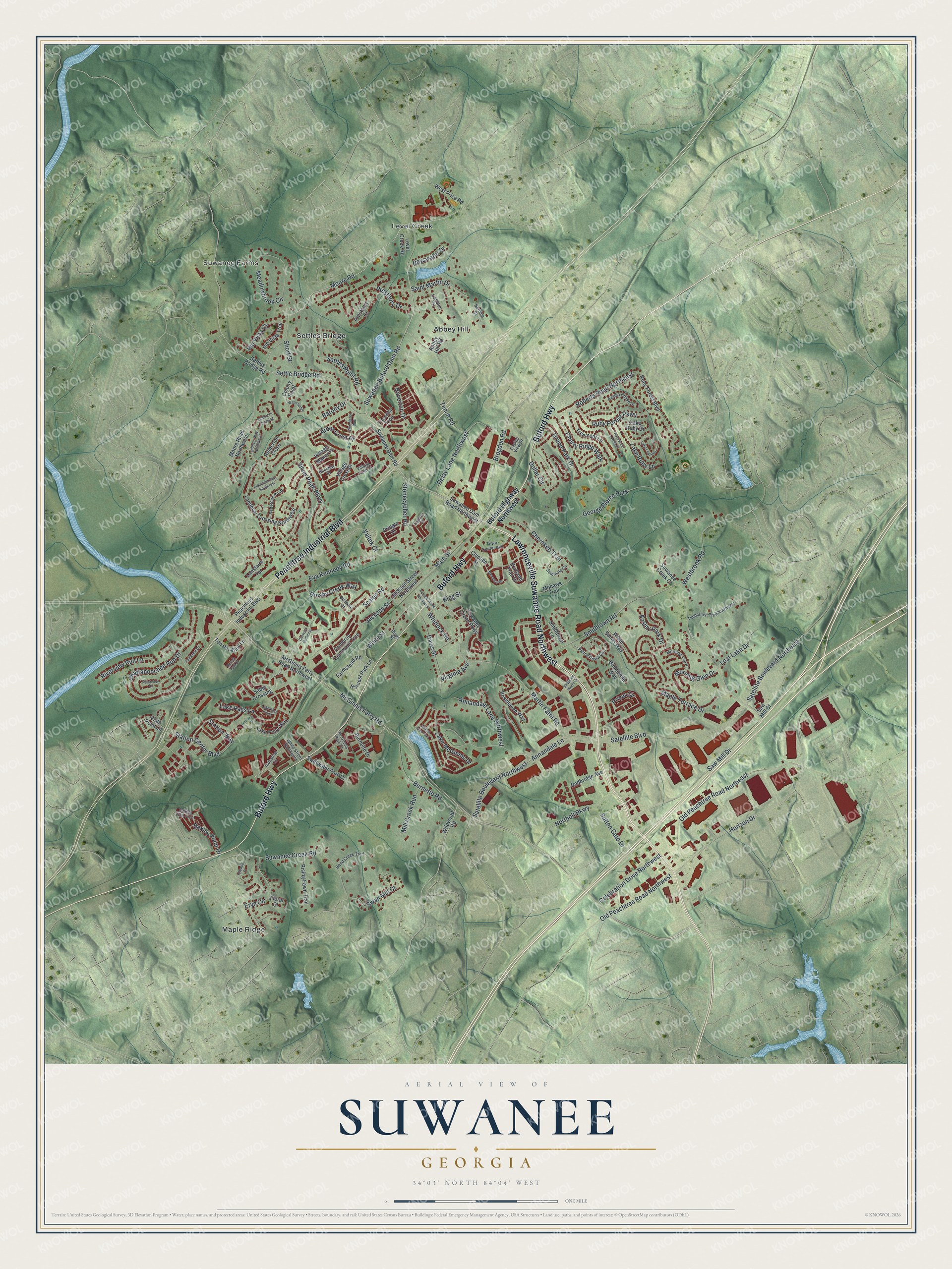 Watermarked full-map preview of Suwanee, Georgia