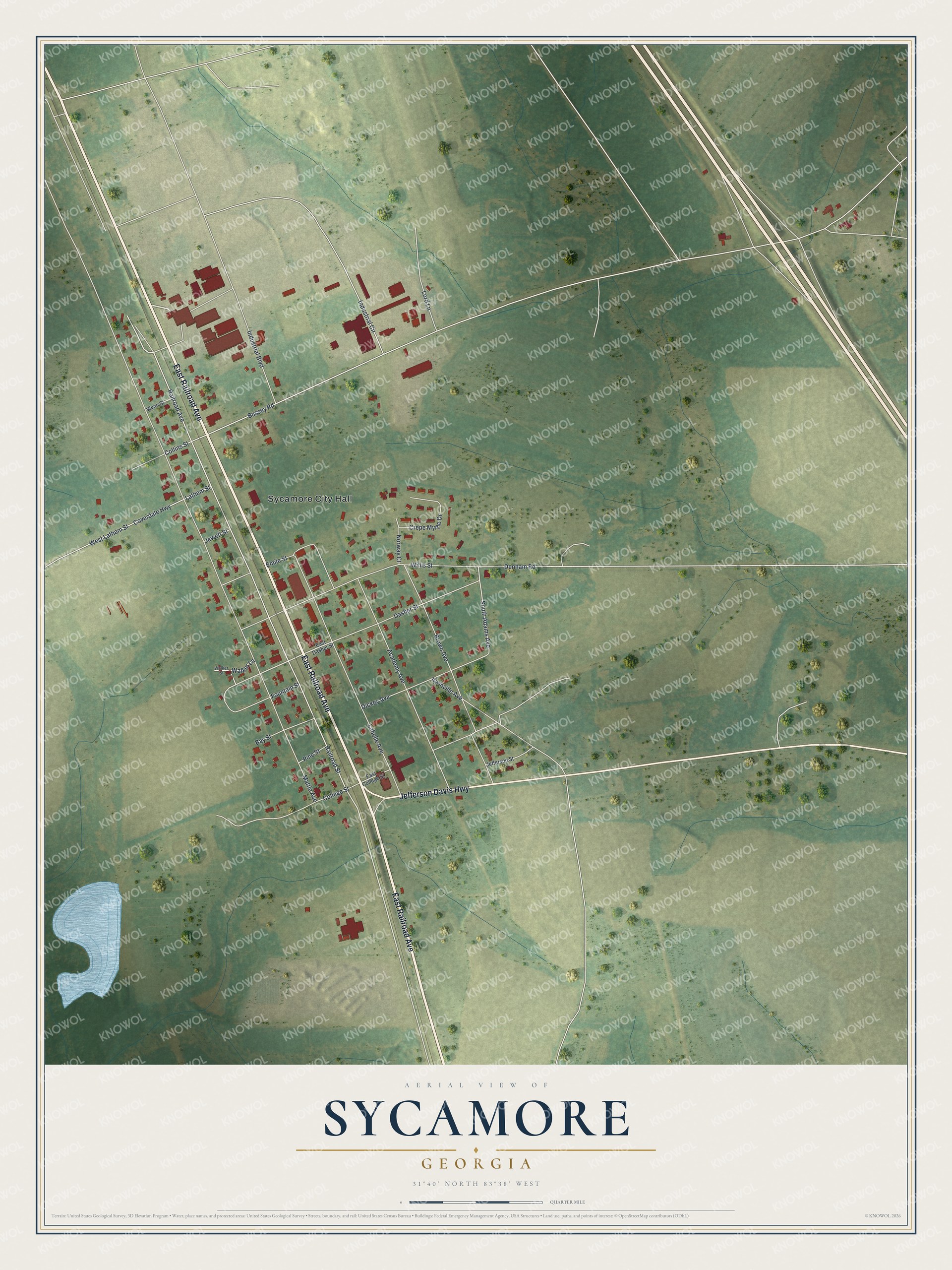 Watermarked full-map preview of Sycamore, Georgia