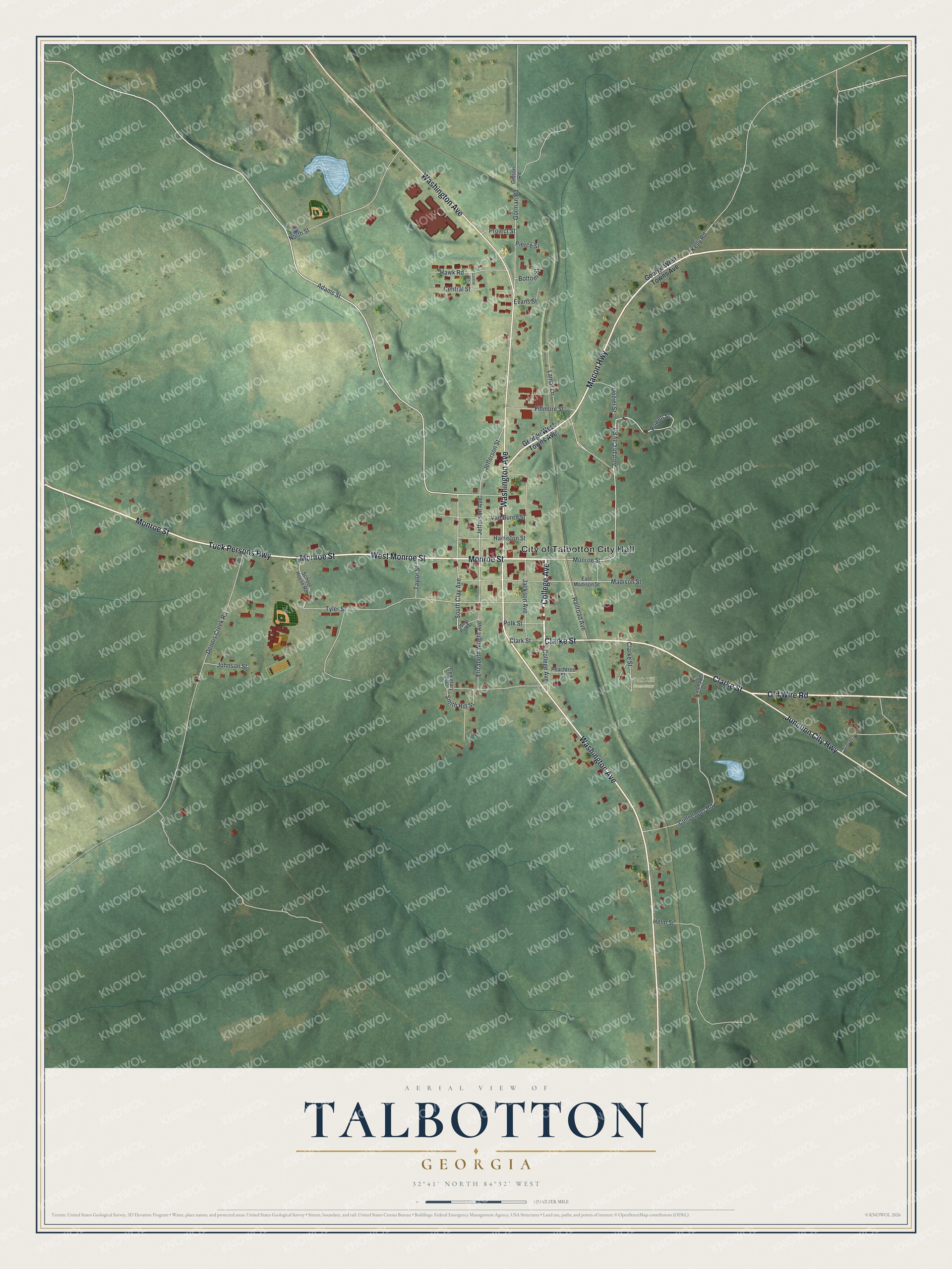 Watermarked full-map preview of Talbotton, Georgia