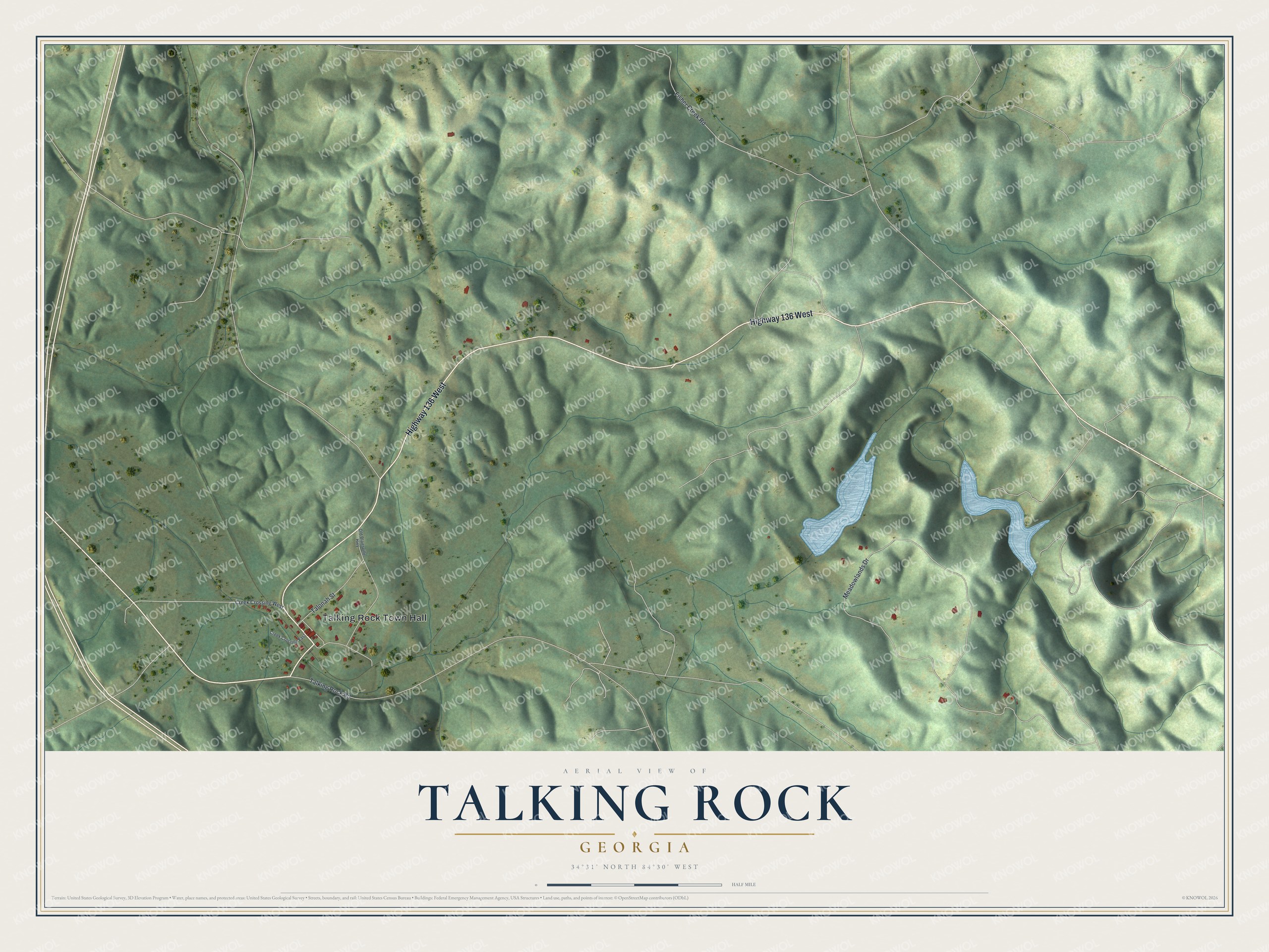 Watermarked full-map preview of Talking Rock, Georgia