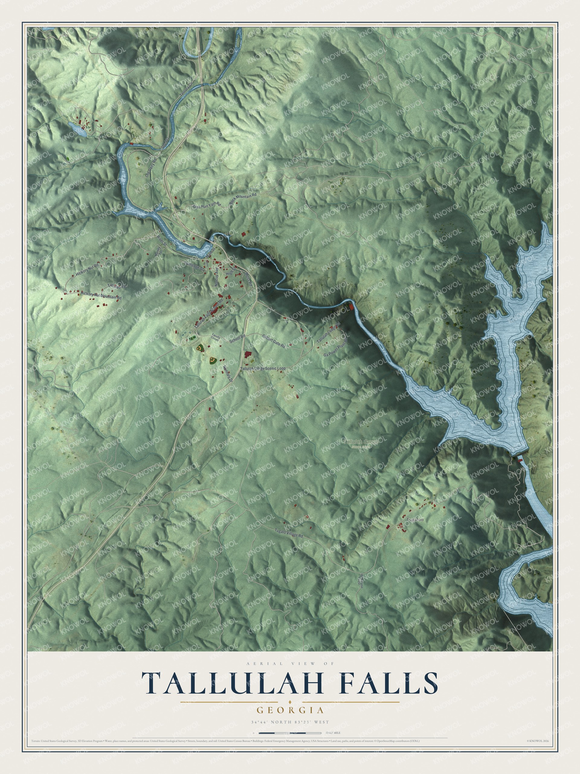 Watermarked full-map preview of Tallulah Falls, Georgia