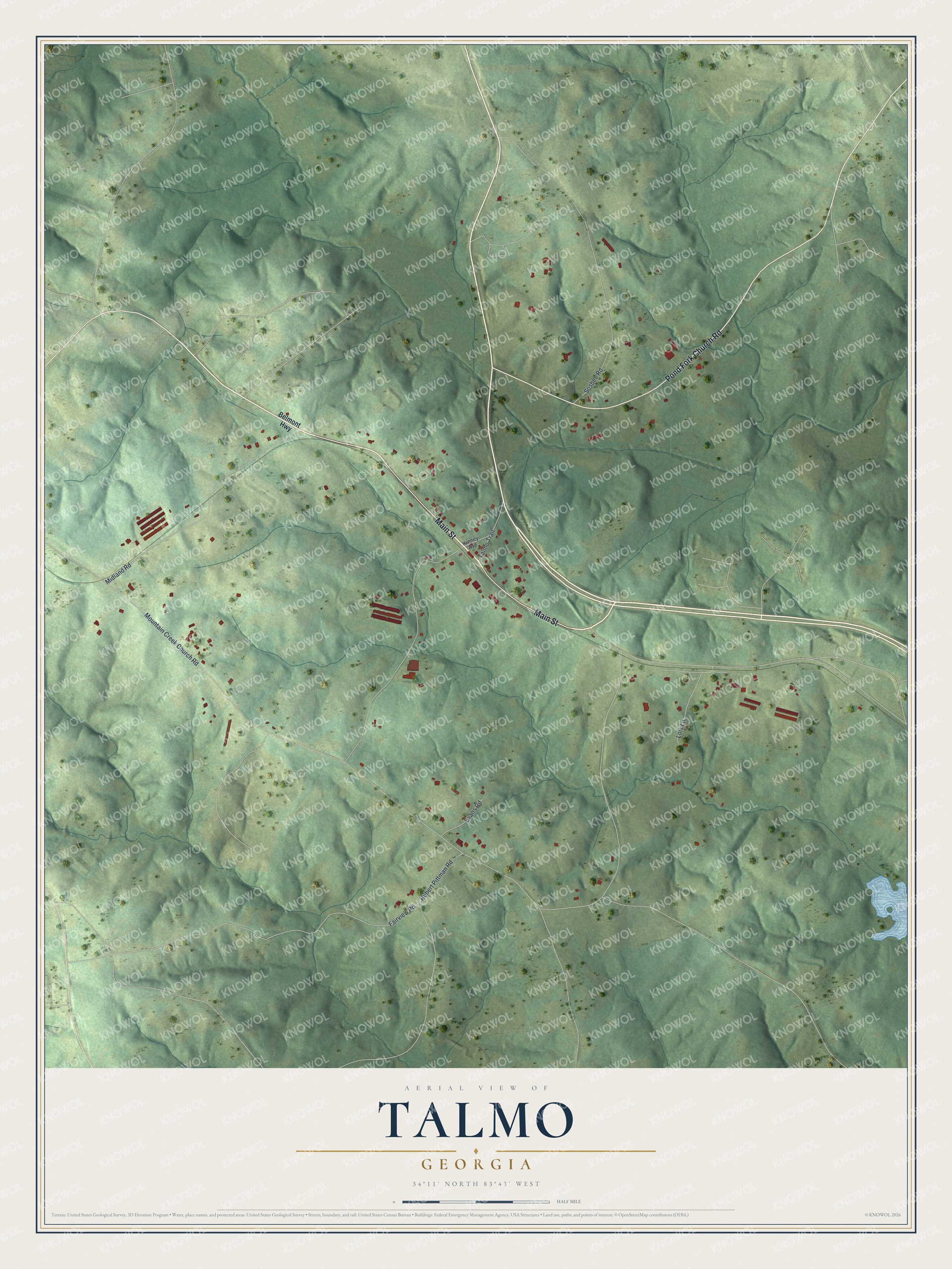 Watermarked full-map preview of Talmo, Georgia