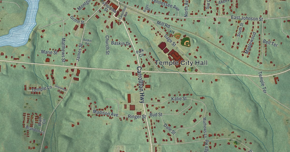 Map of Temple, Georgia