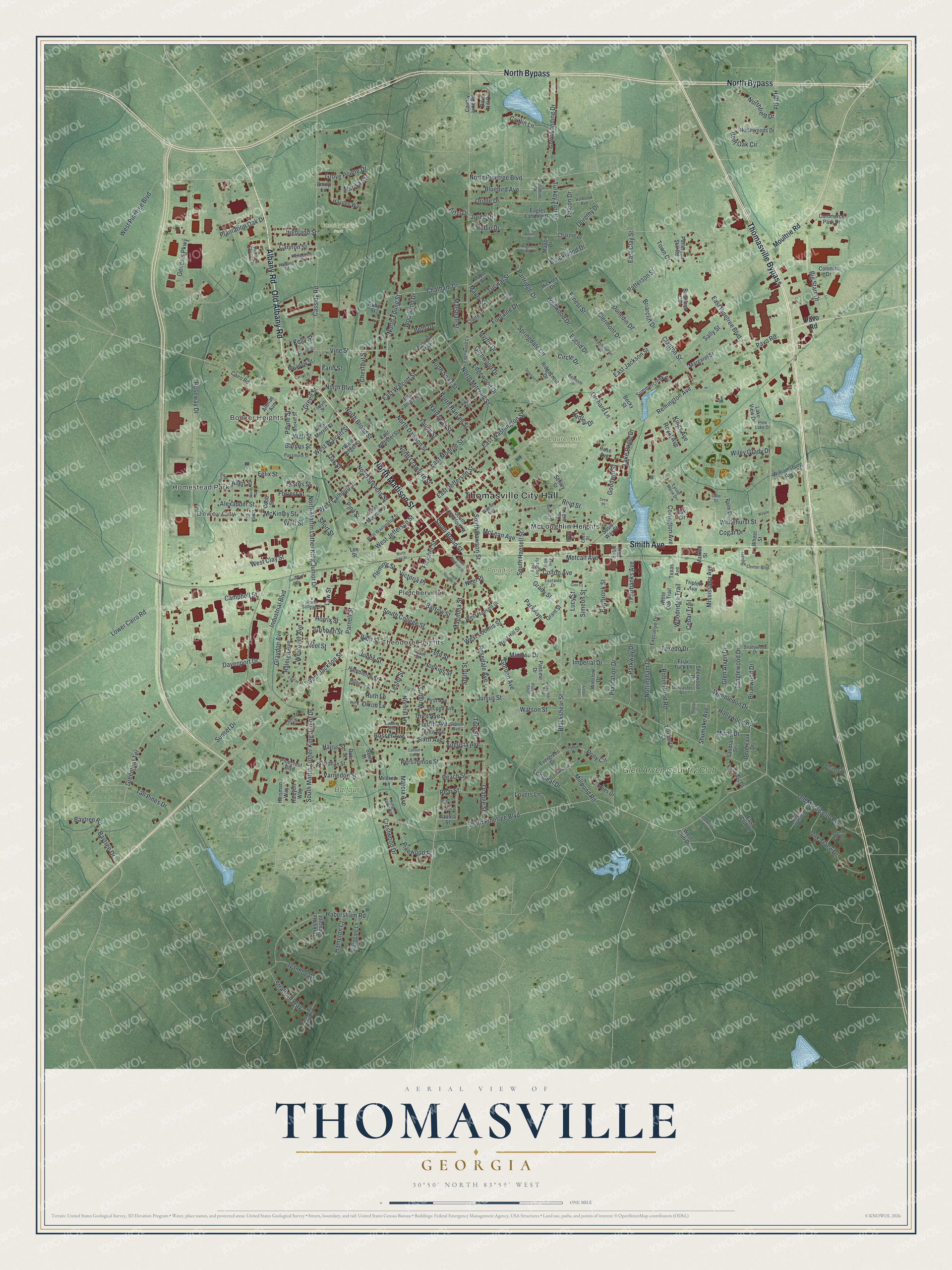 Watermarked full-map preview of Thomasville, Georgia