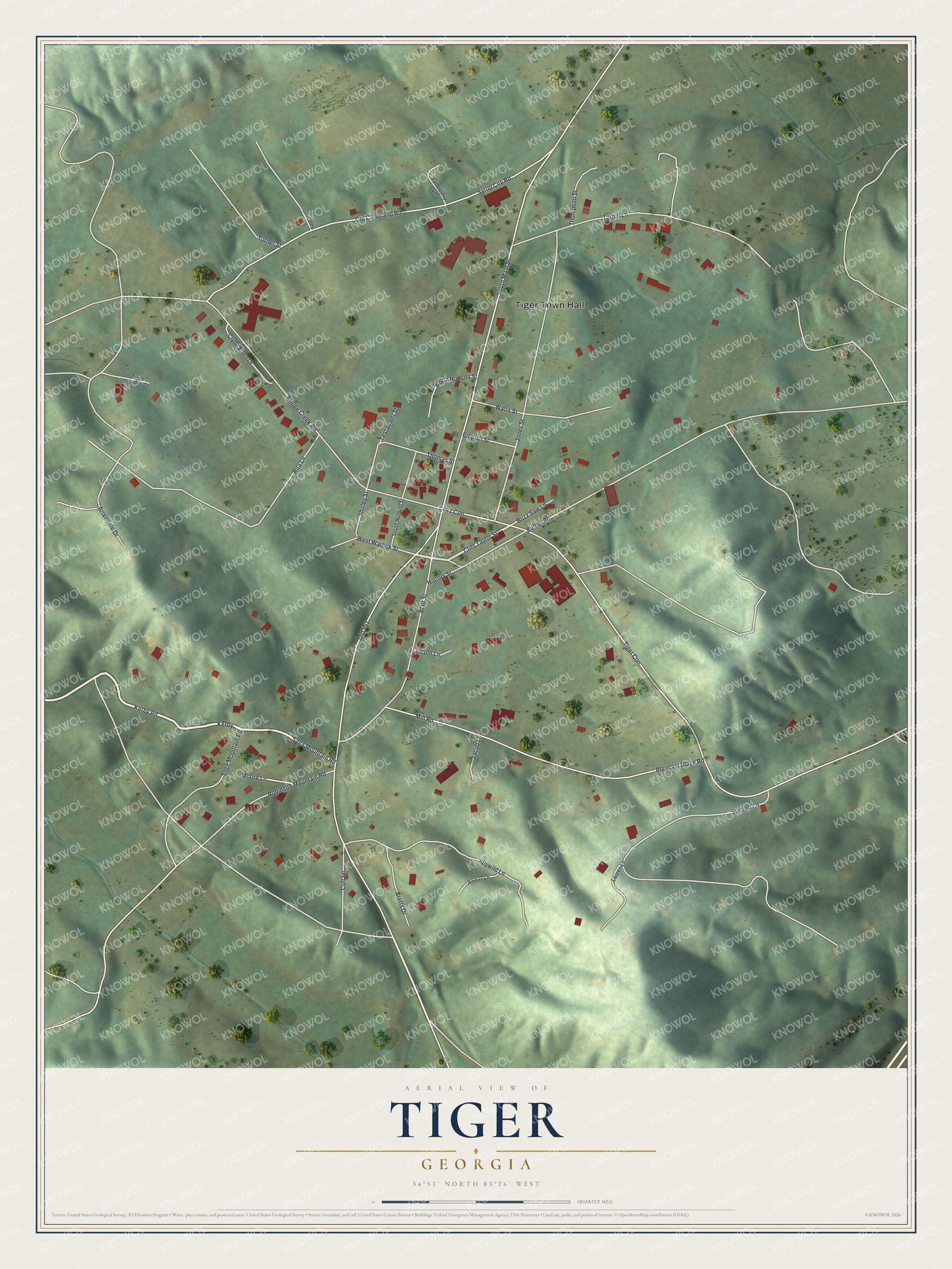 Watermarked full-map preview of Tiger, Georgia