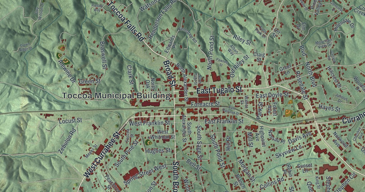 Map of Toccoa, Georgia