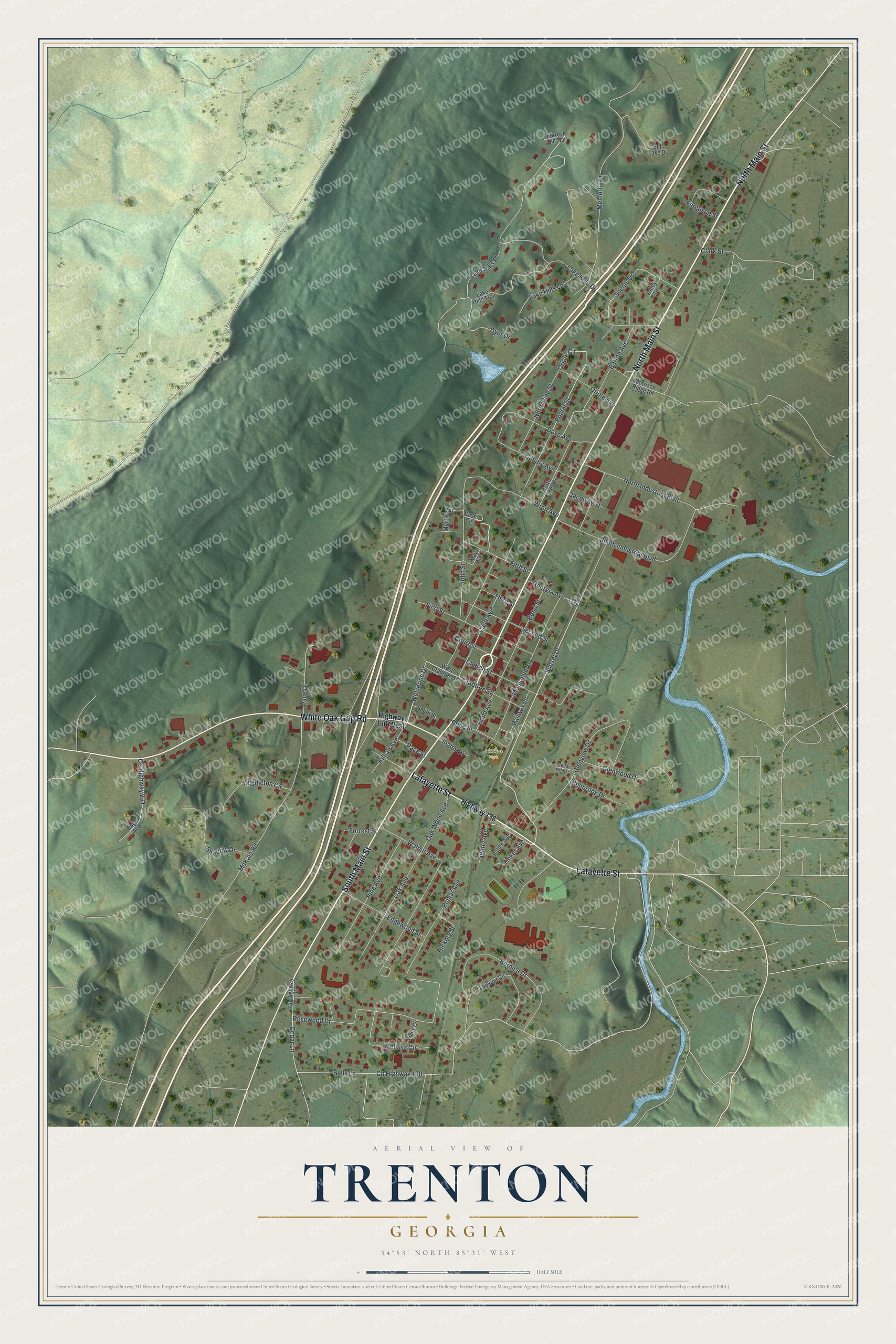 Watermarked full-map preview of Trenton, Georgia