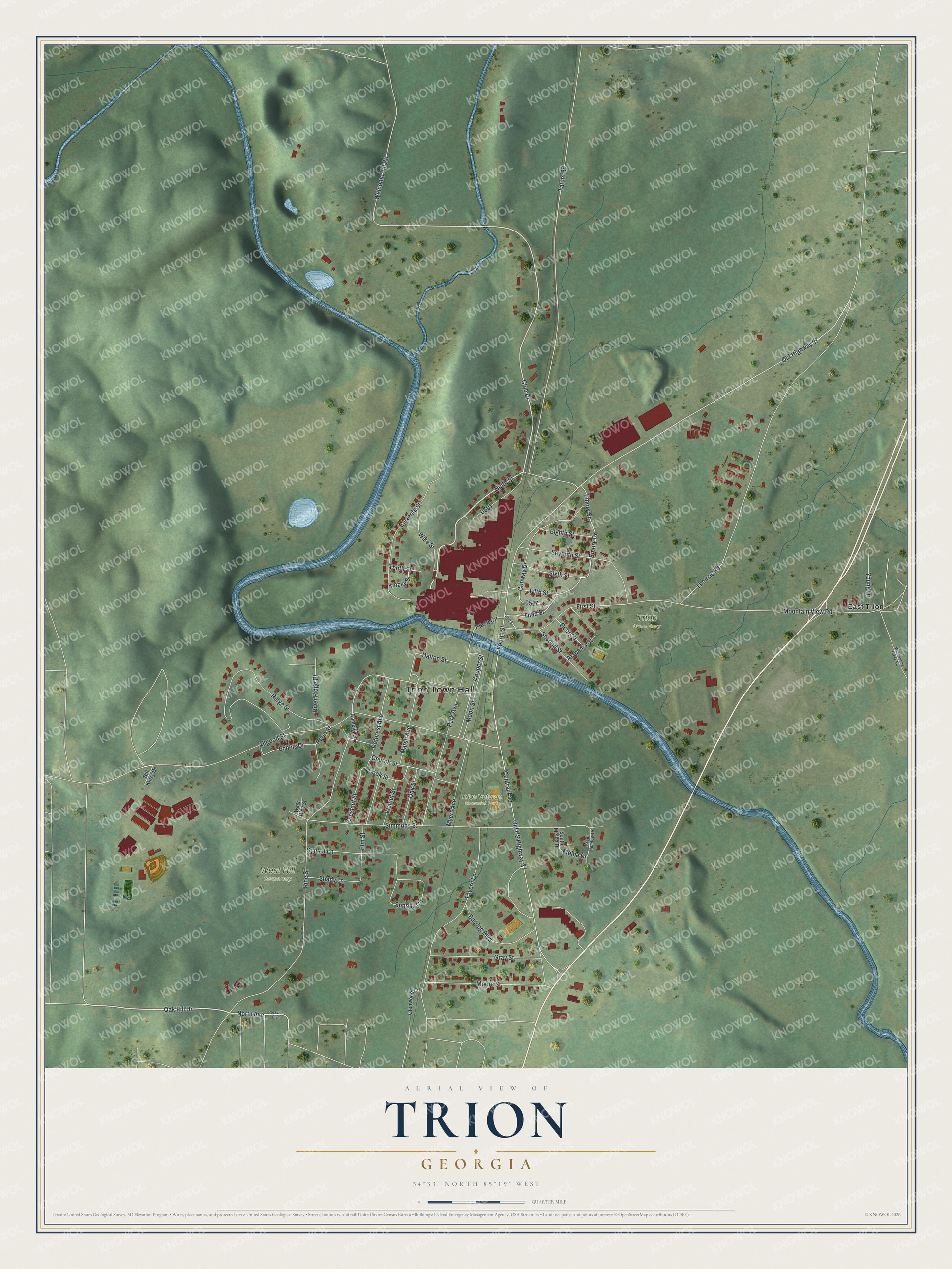 Watermarked full-map preview of Trion, Georgia