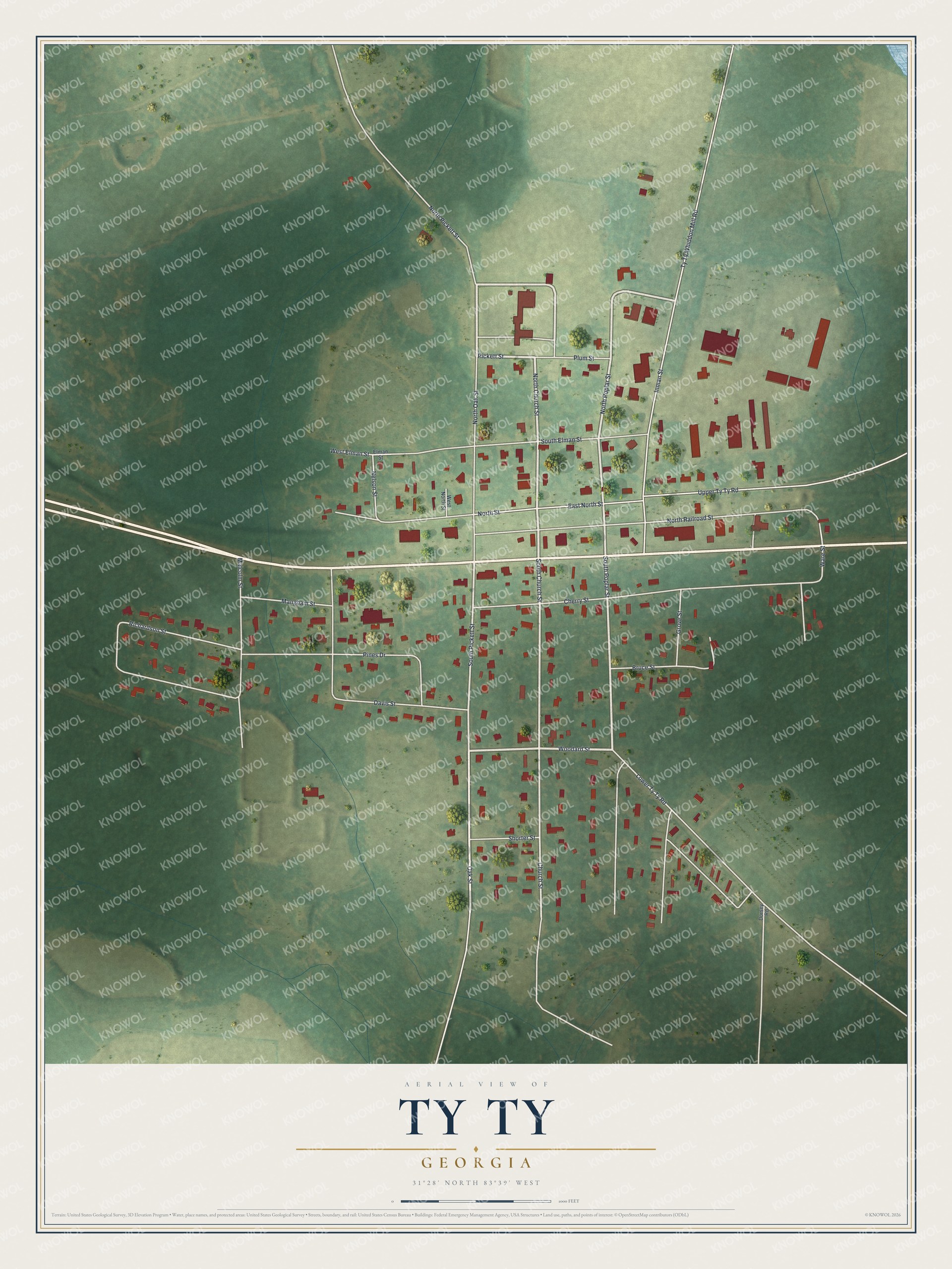 Watermarked full-map preview of Ty Ty, Georgia