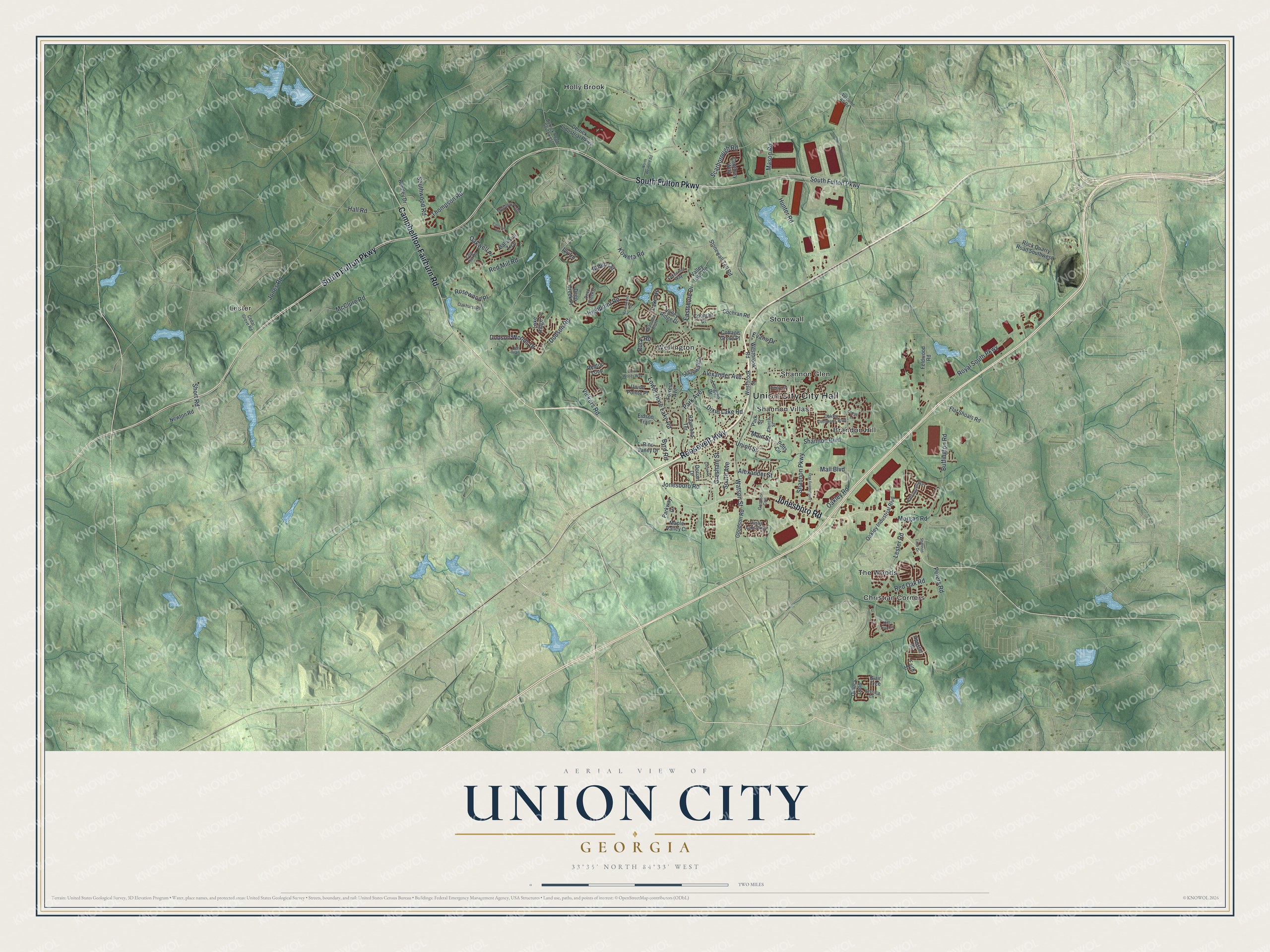 Watermarked full-map preview of Union City, Georgia