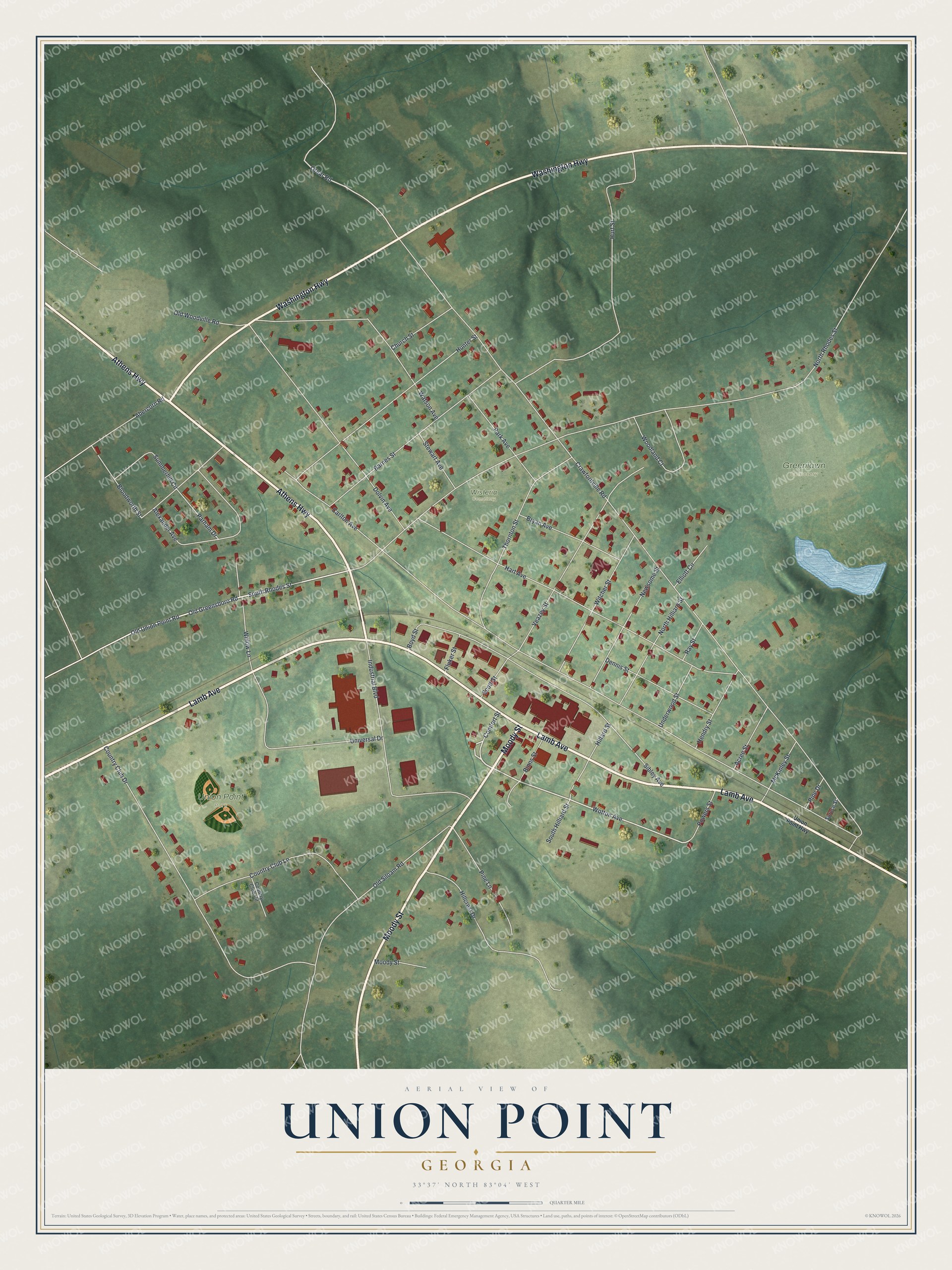 Watermarked full-map preview of Union Point, Georgia